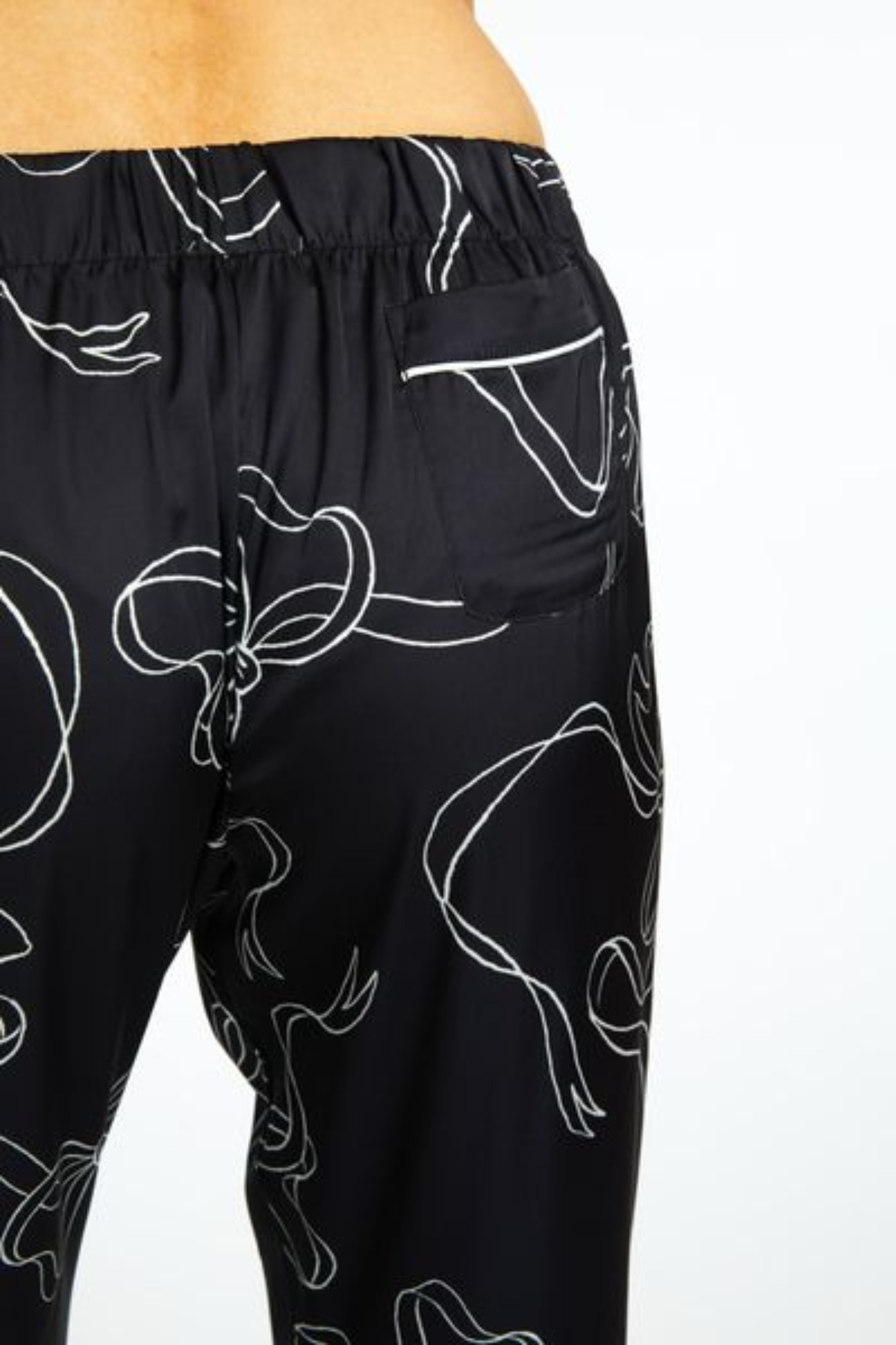 Bow Black PJ Short Sleeve with Long Pant Set
