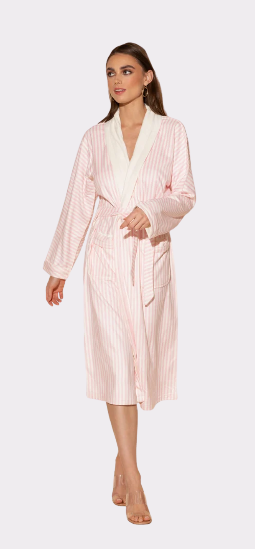 Pink Stripes Long Robe