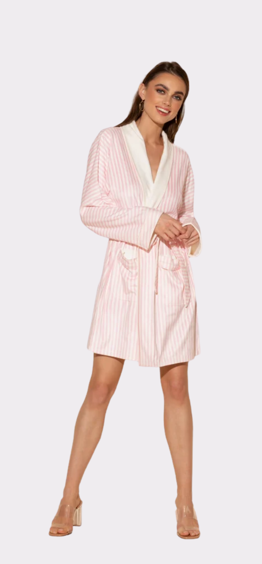 Pink Stripes Short Robe