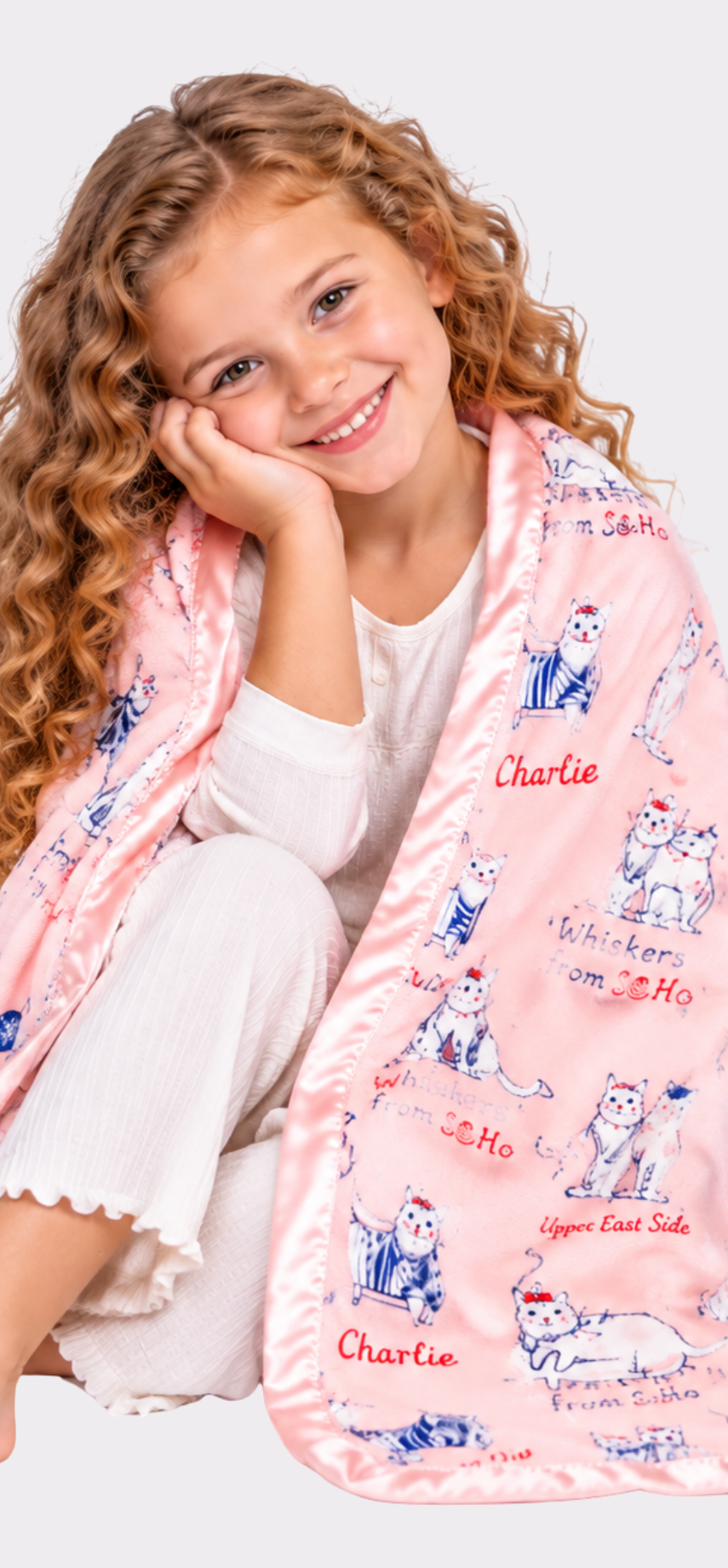 Pink Cat Illustrations Luxury Blanket 40x60 | Wrap-Up by VP
