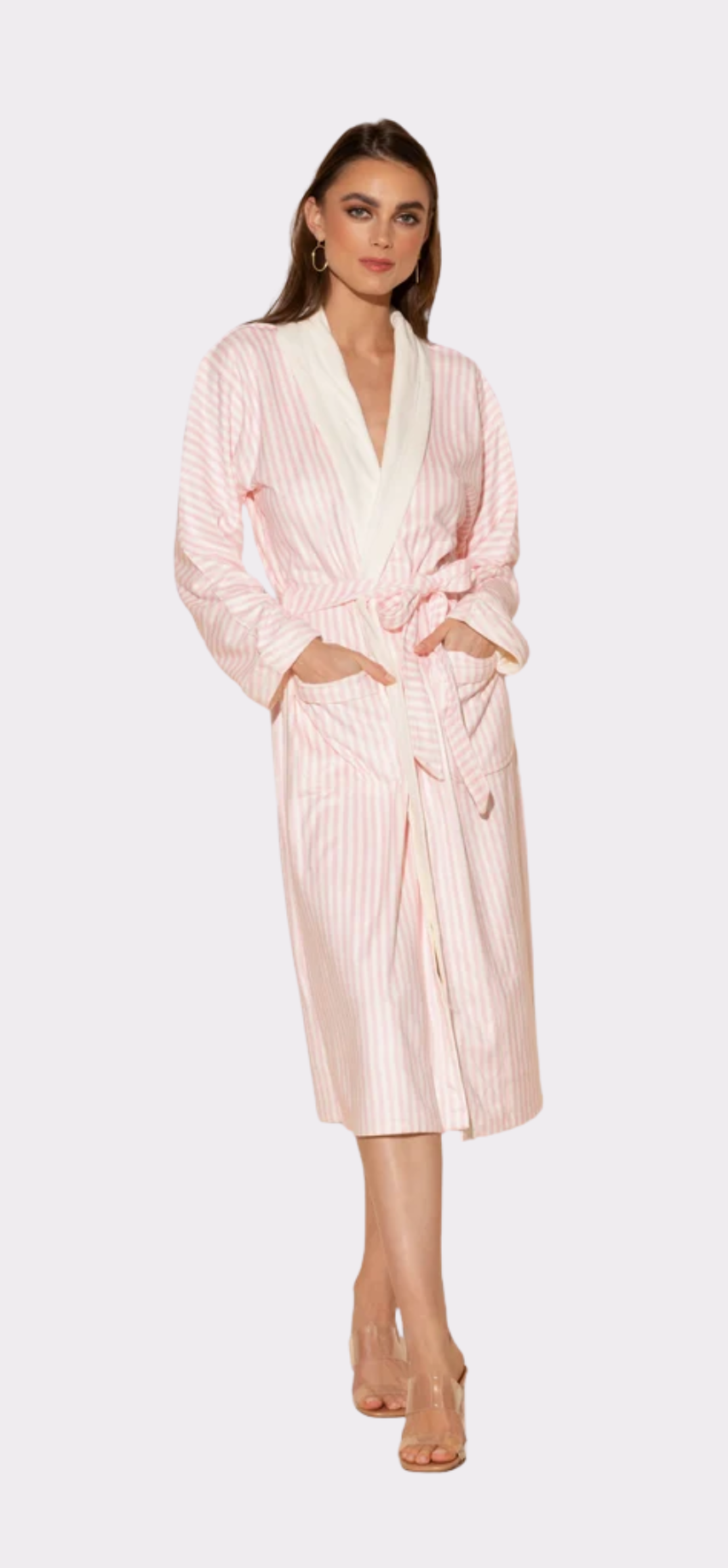 Pink Stripes Long Robe