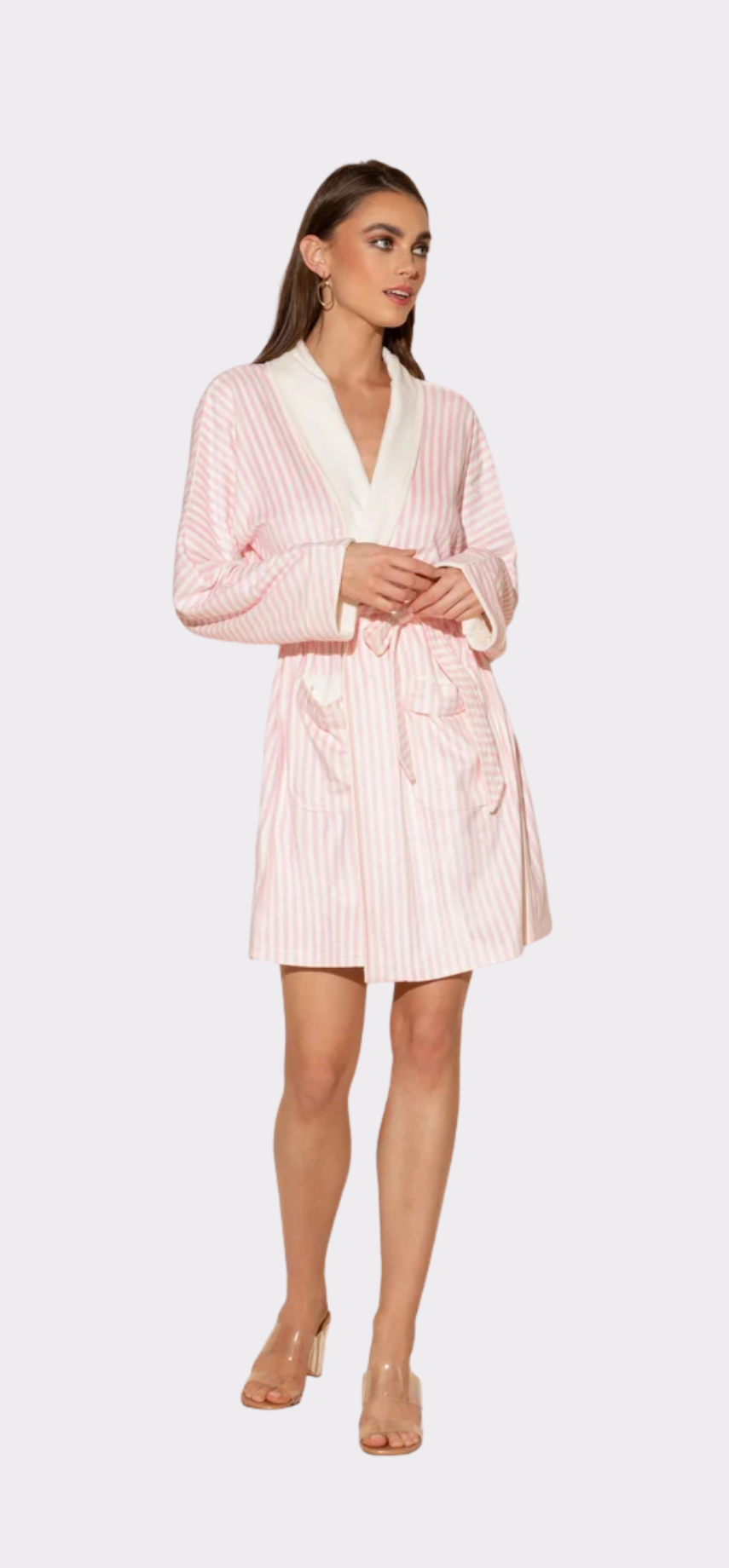 Pink Stripes Short Robe