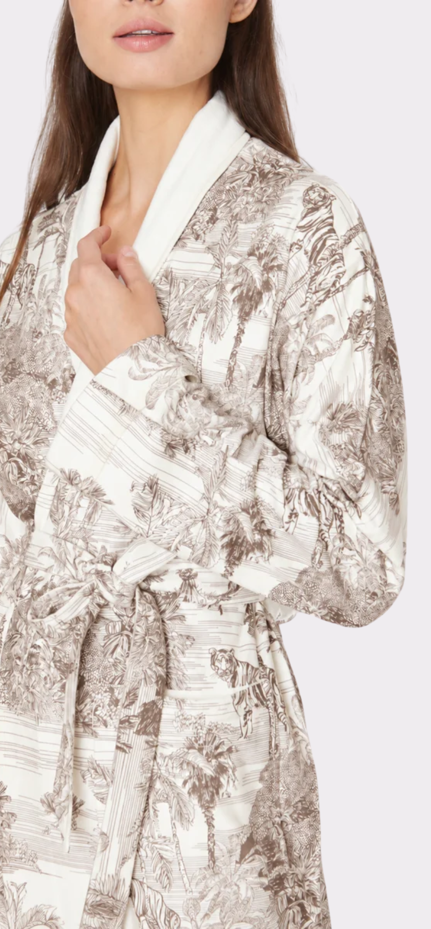 Tiger Toile Cappuccino Long Robe