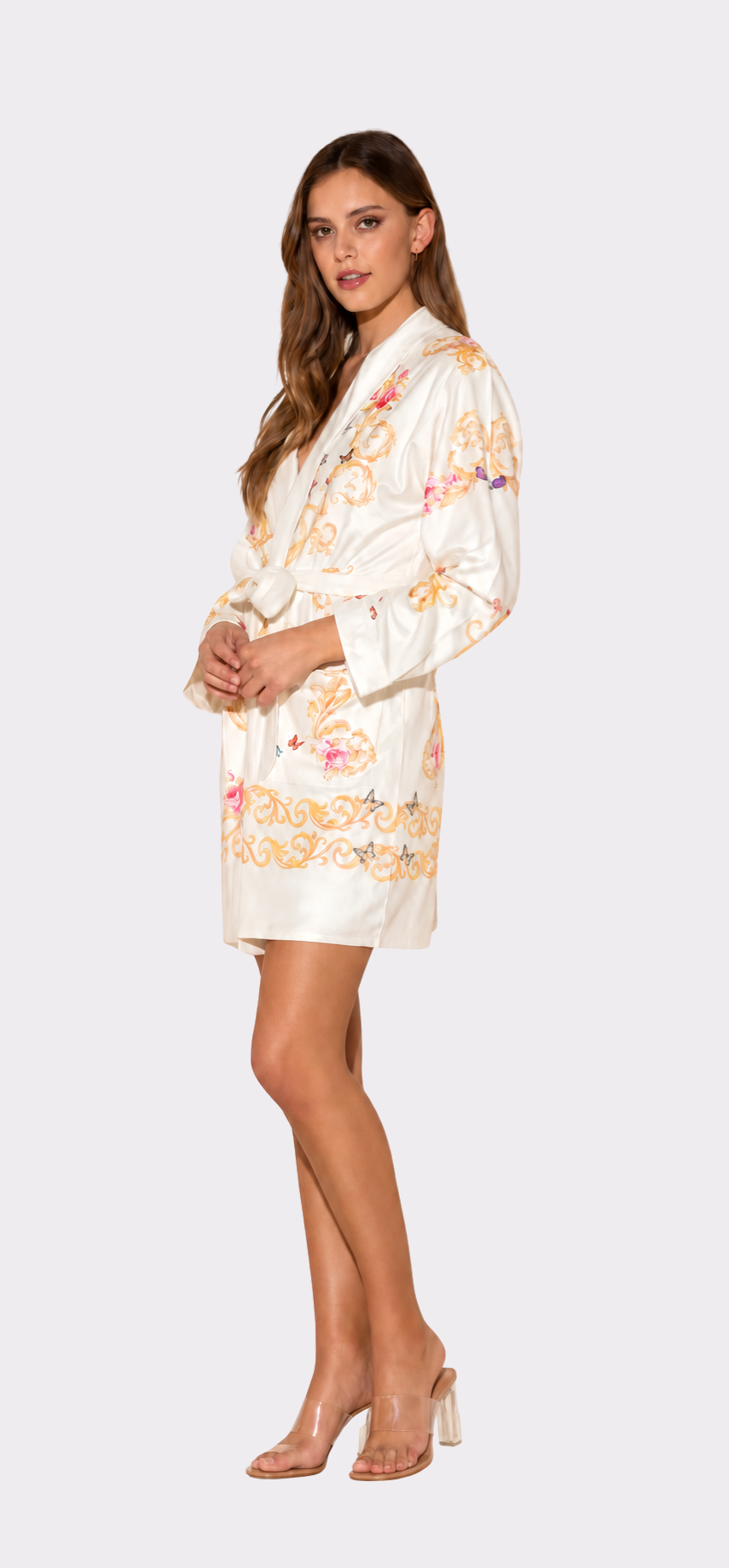 White Butterflies Short Robe