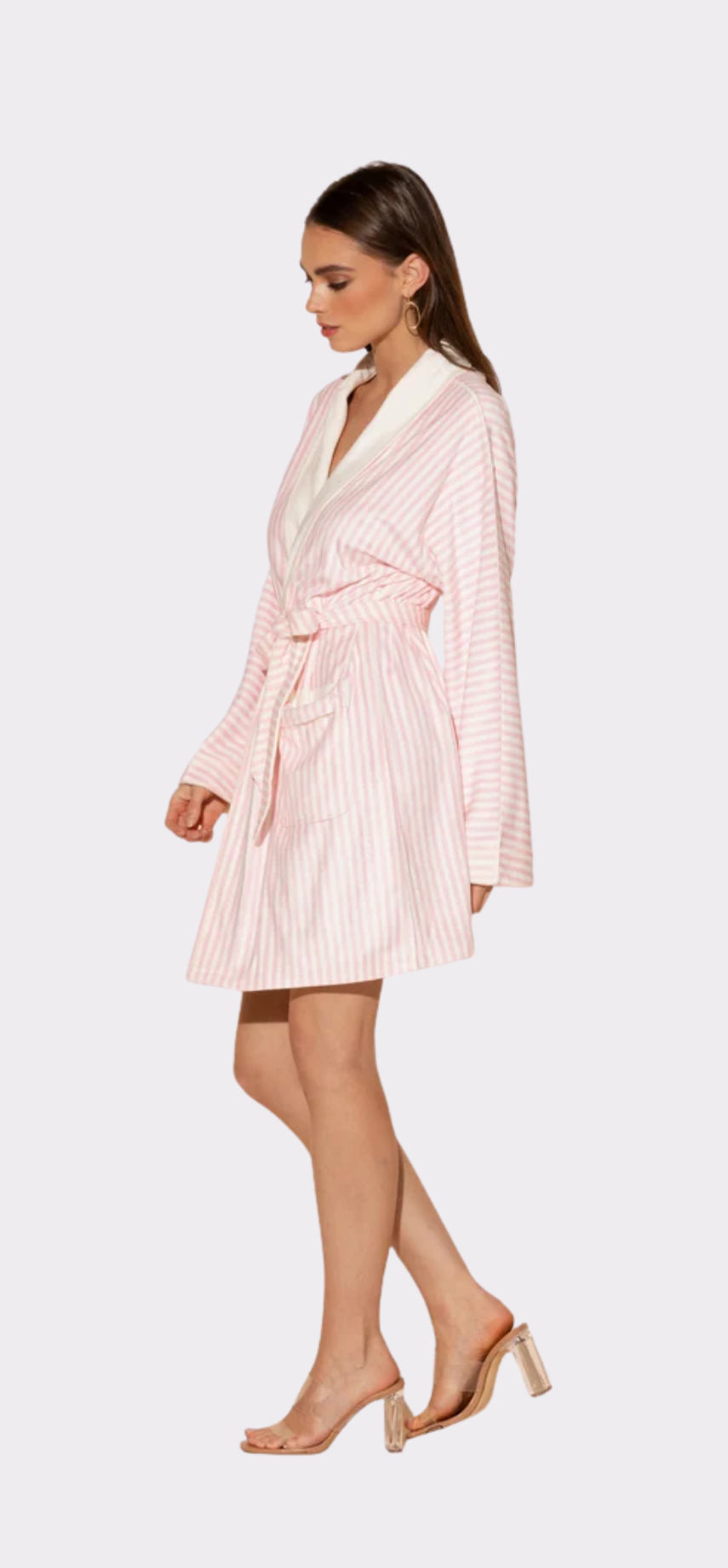 Pink Stripes Short Robe