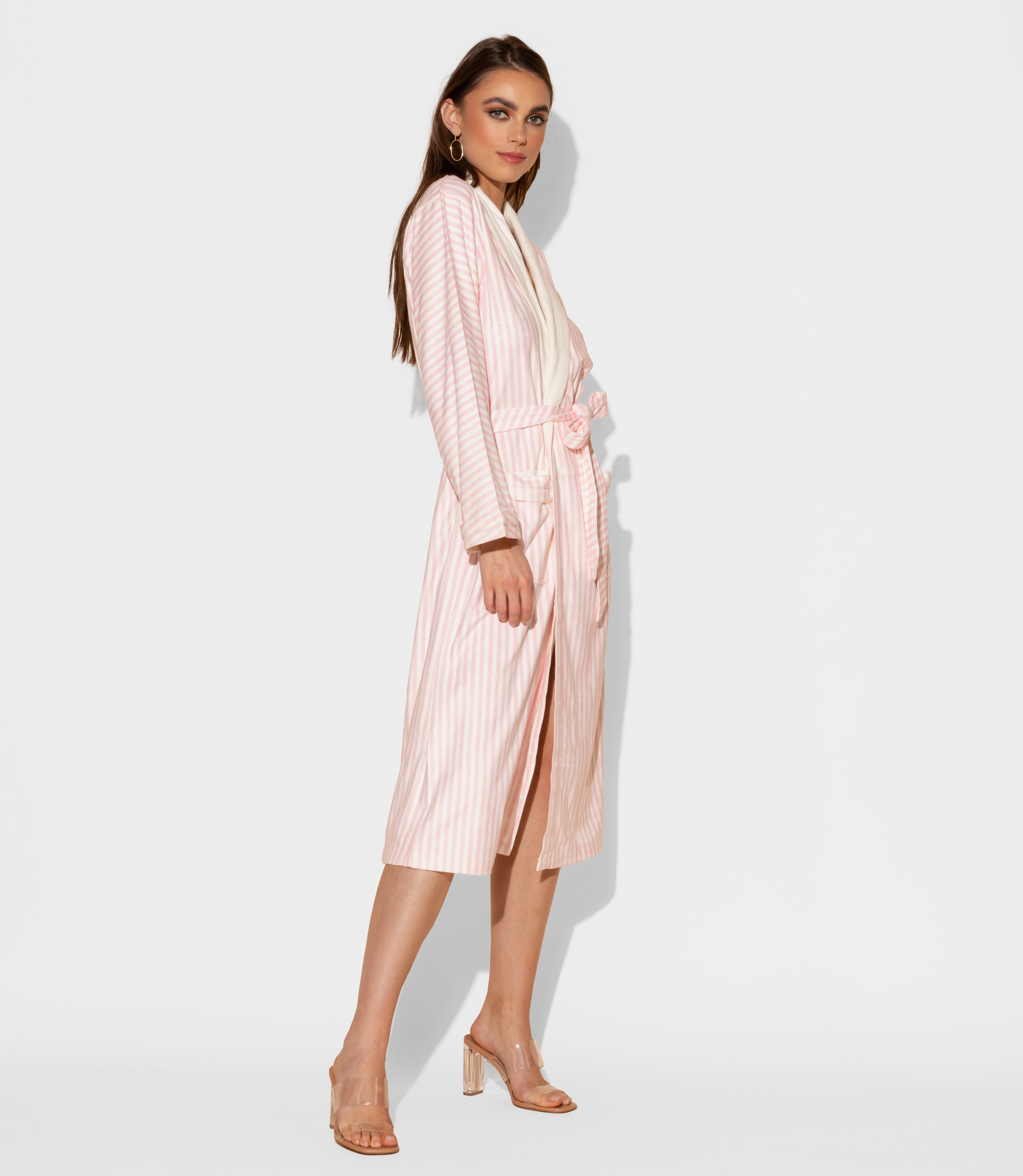 Pink Stripes Long Robe