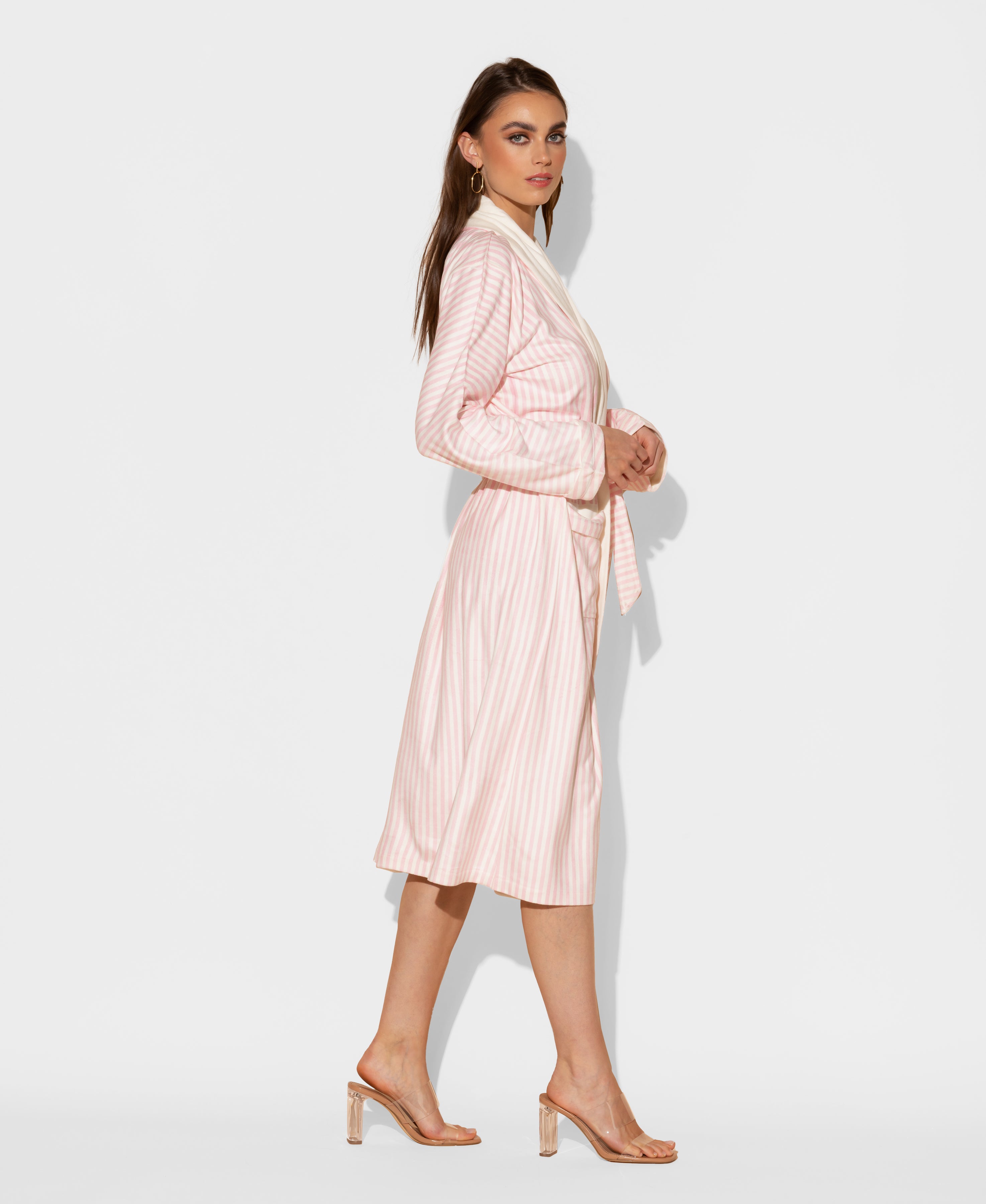 Pink Stripes Long Robe