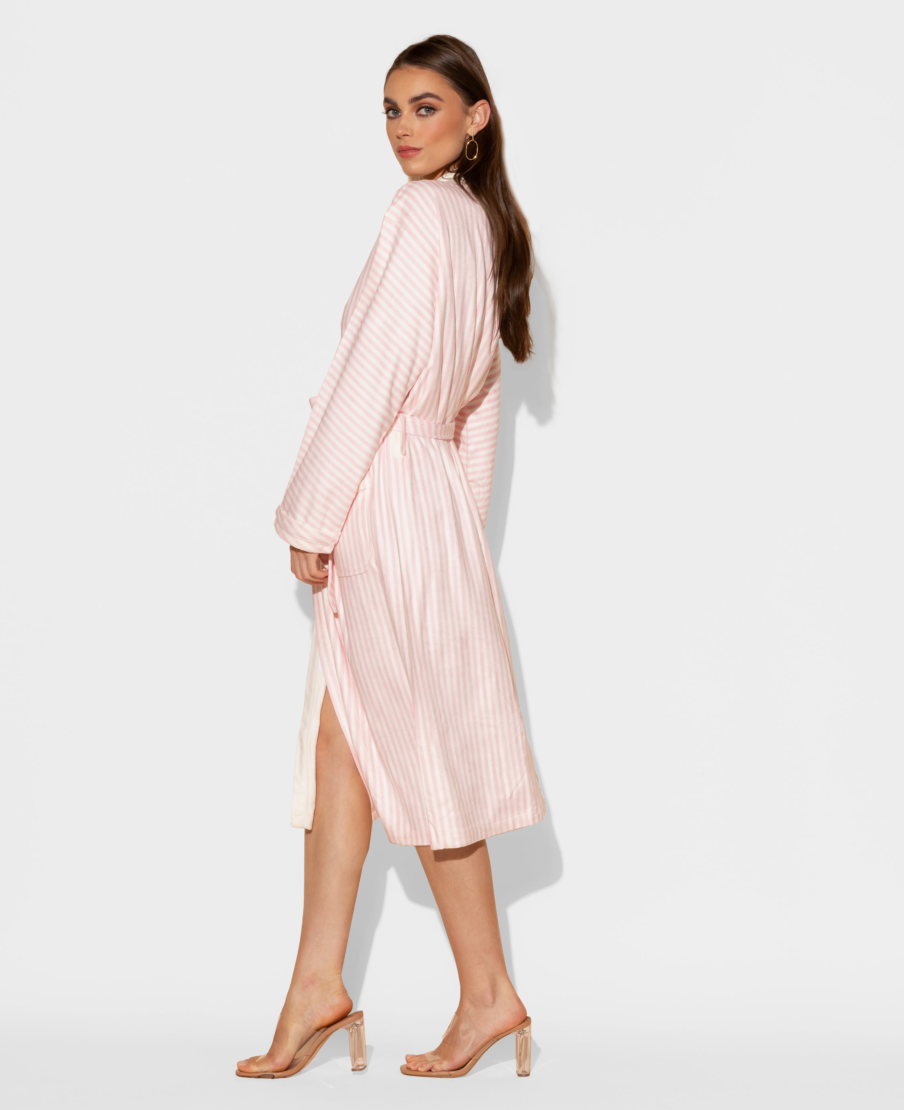 Pink Stripes Long Robe