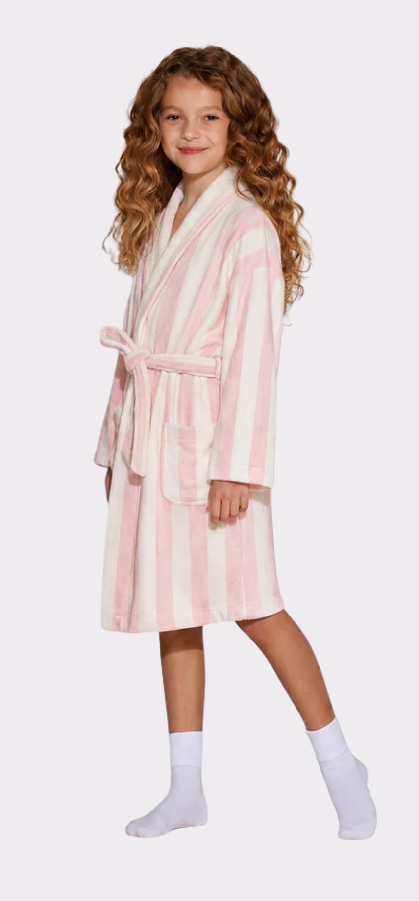 Cabana Pink Kids Robe | Luxury Striped Kids Bathrobe