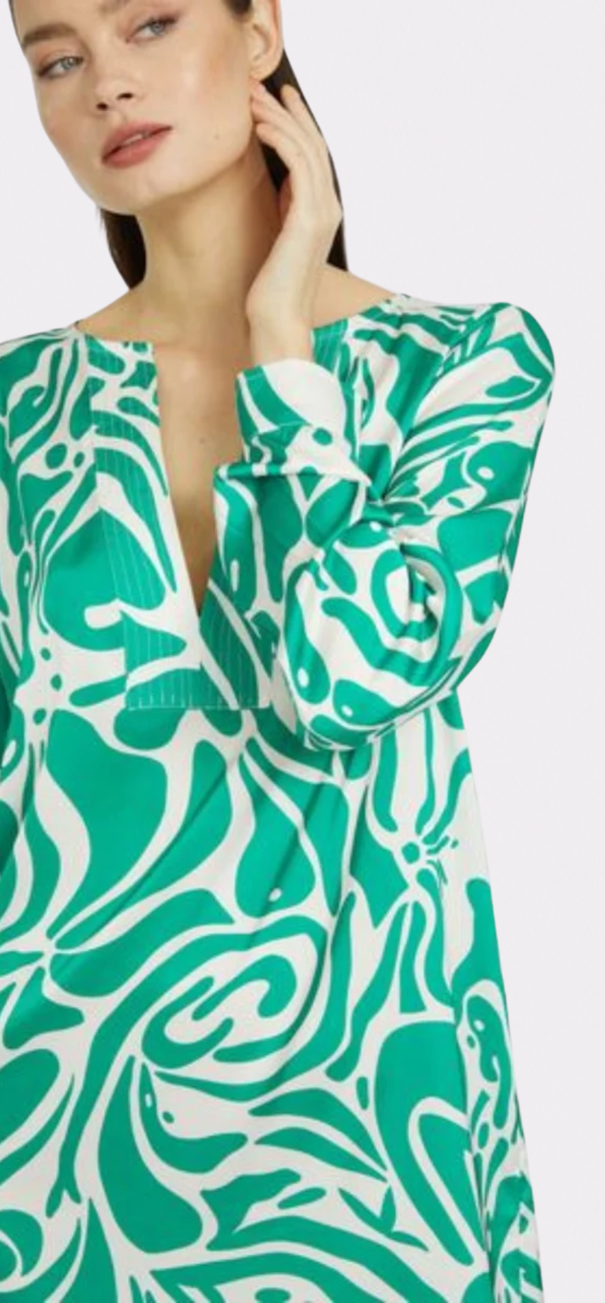Maze Long Sleeve V-Neck Short Dress