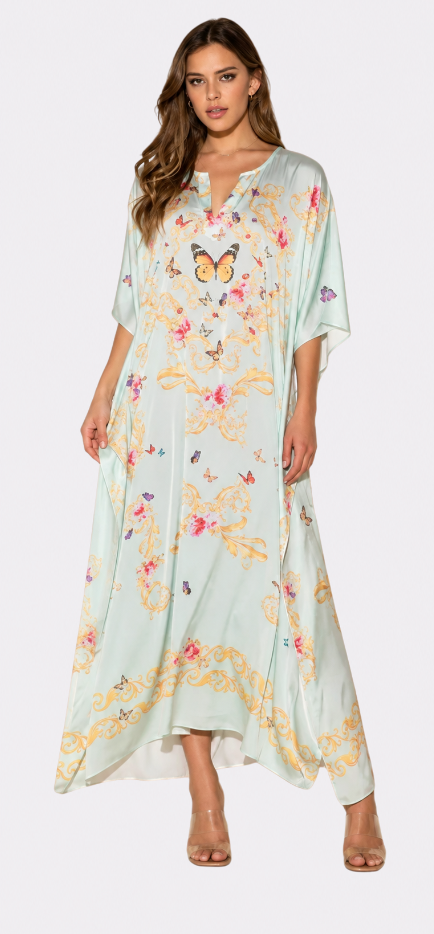 Blue Butterflies Long Caftan