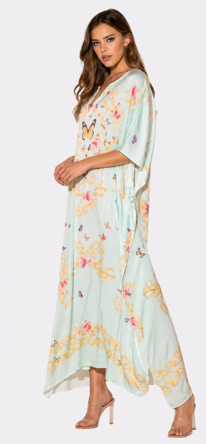 Blue Butterflies Long Caftan