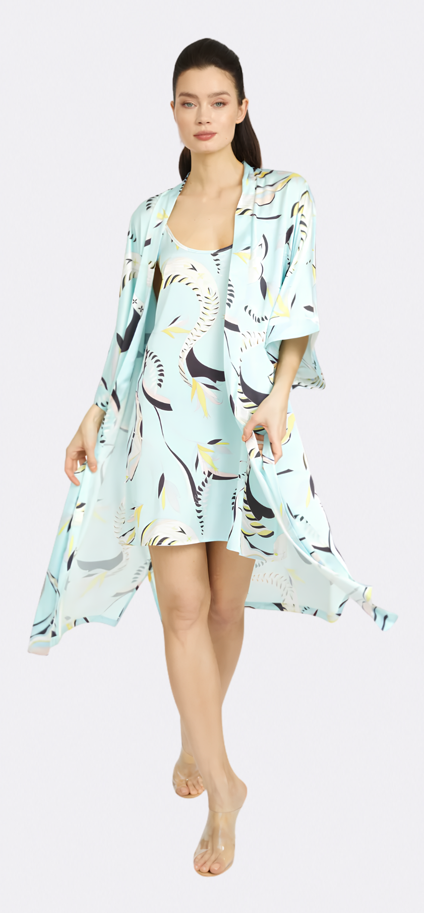 Blue Lagoon Silky Kimono