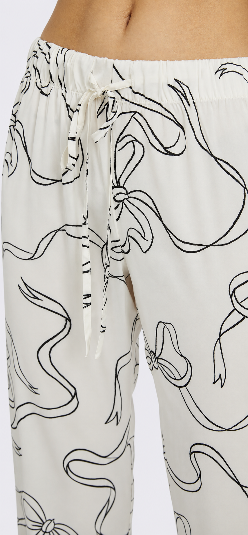 Bow White Long PJ Set