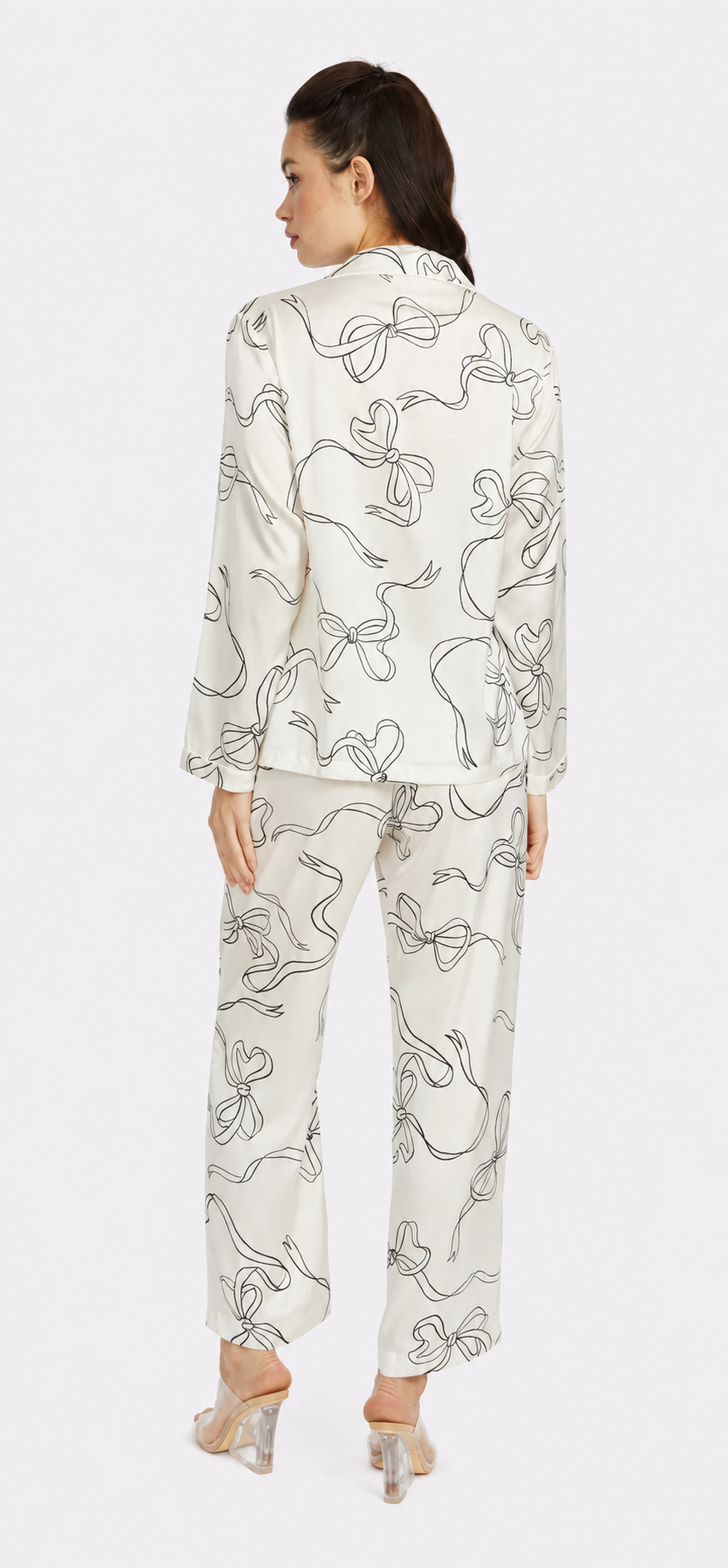 Bow White Long PJ Set