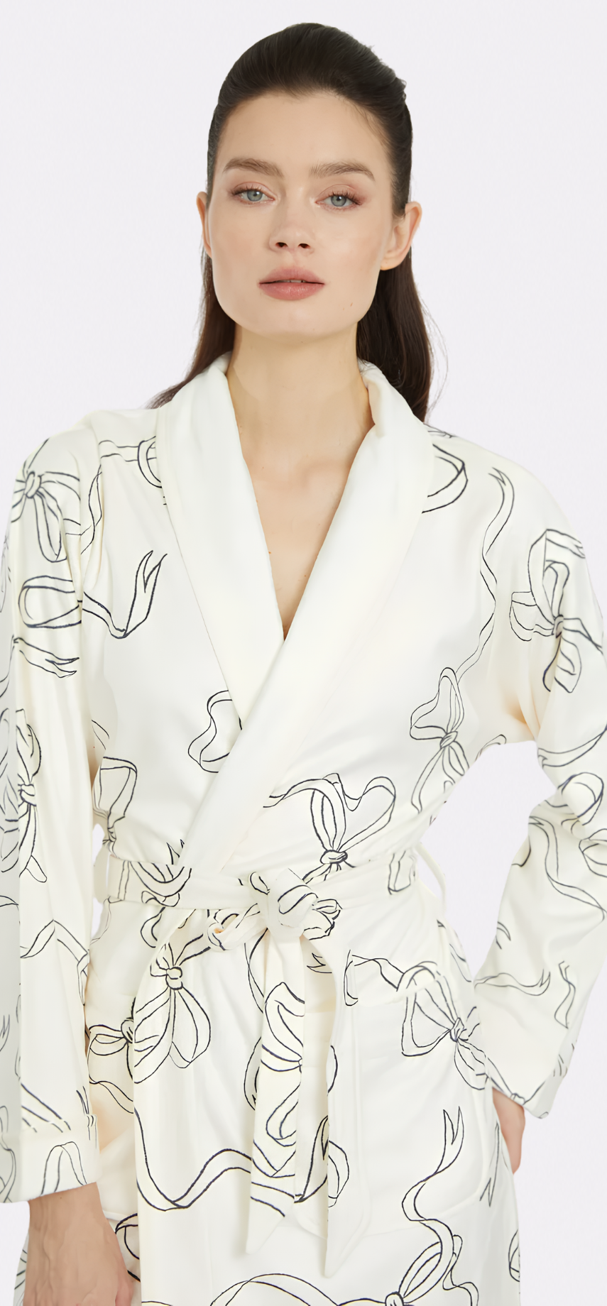Bow White Long Robe