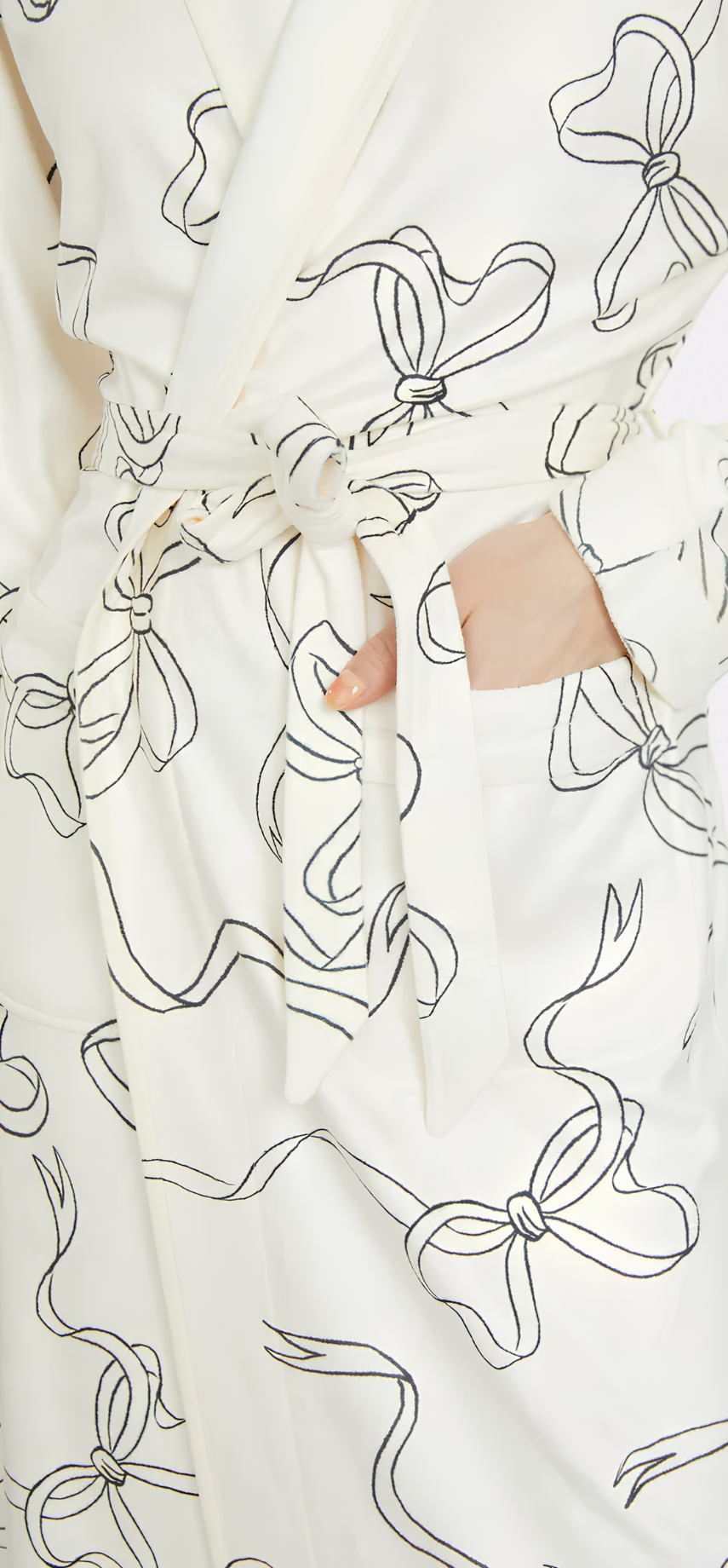 Bow White Long Robe