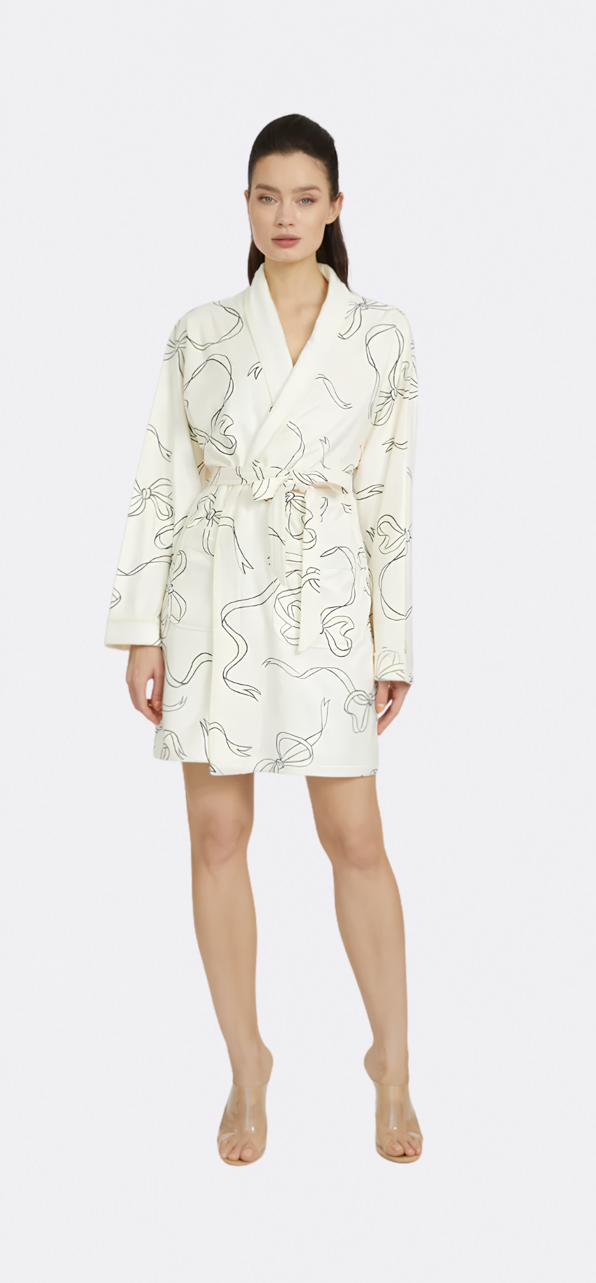 Bow White Short Robe