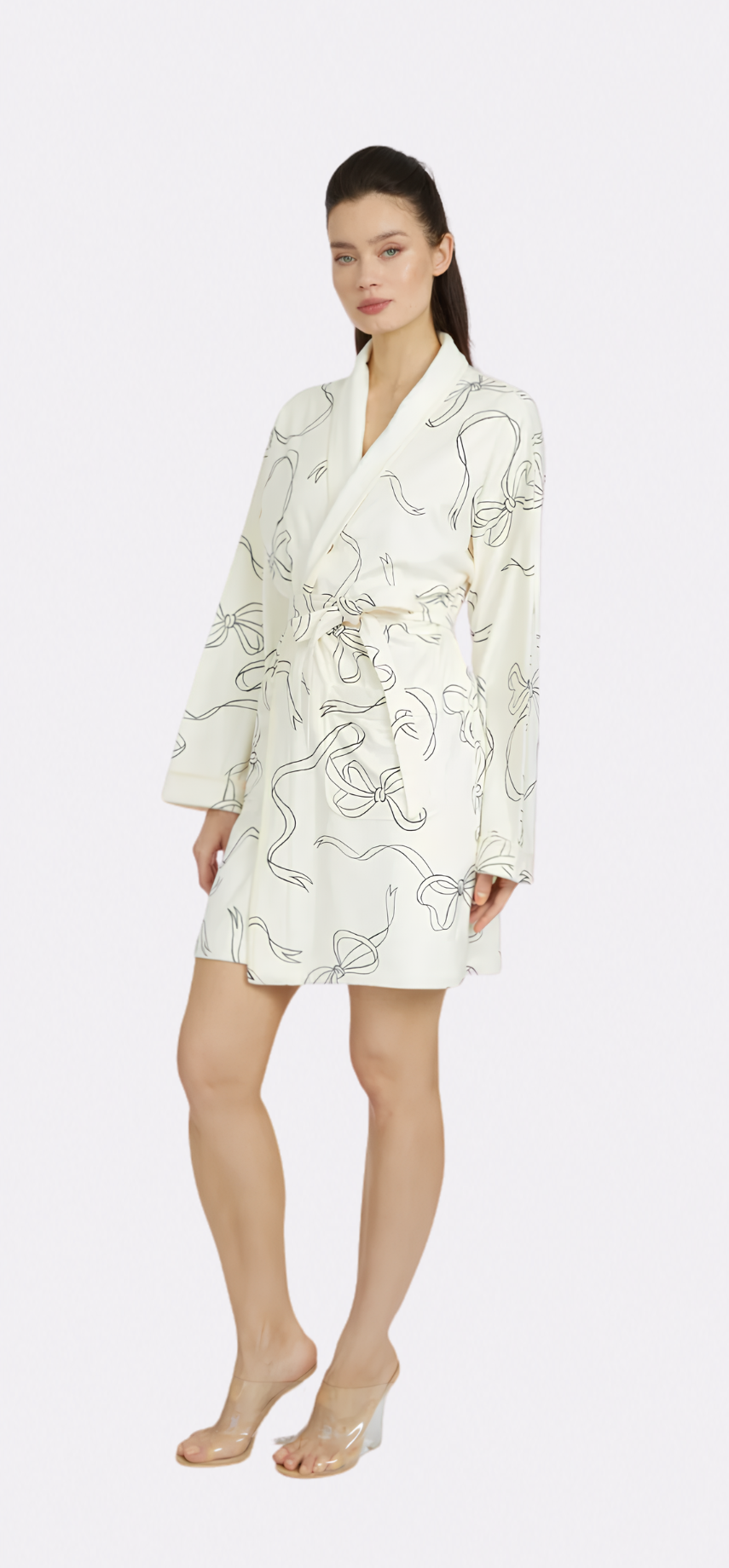 Bow White Short Robe