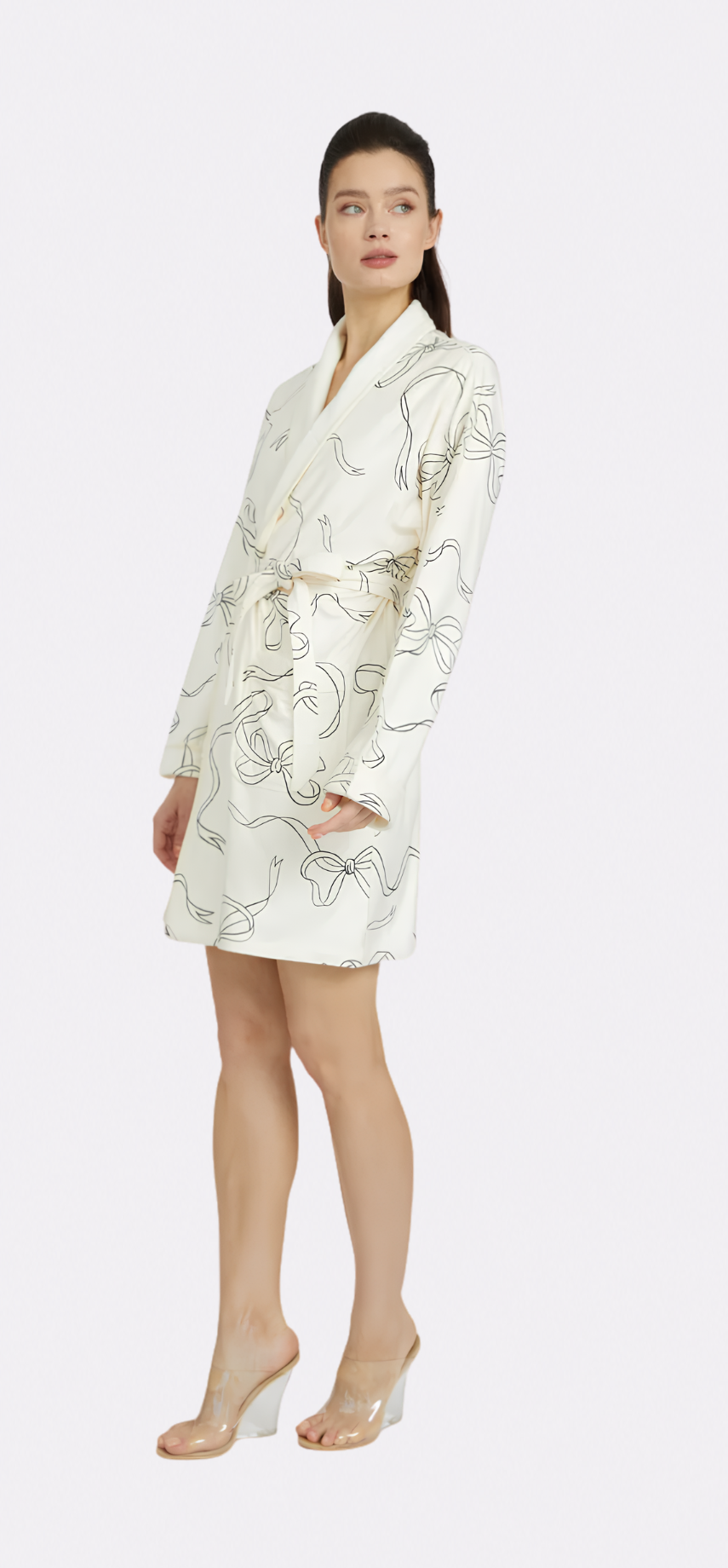 Bow White Short Robe