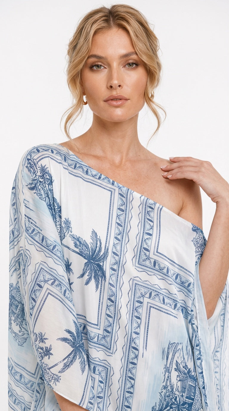 Bungalow Blue 3-Way Convertible Long Caftan