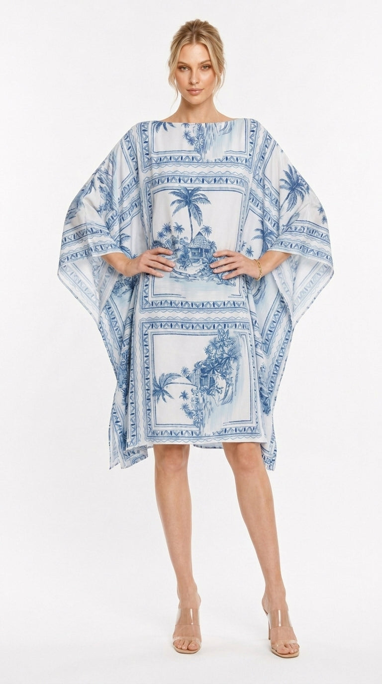 Bungalow Blue 3-Way Convertible Short Caftan