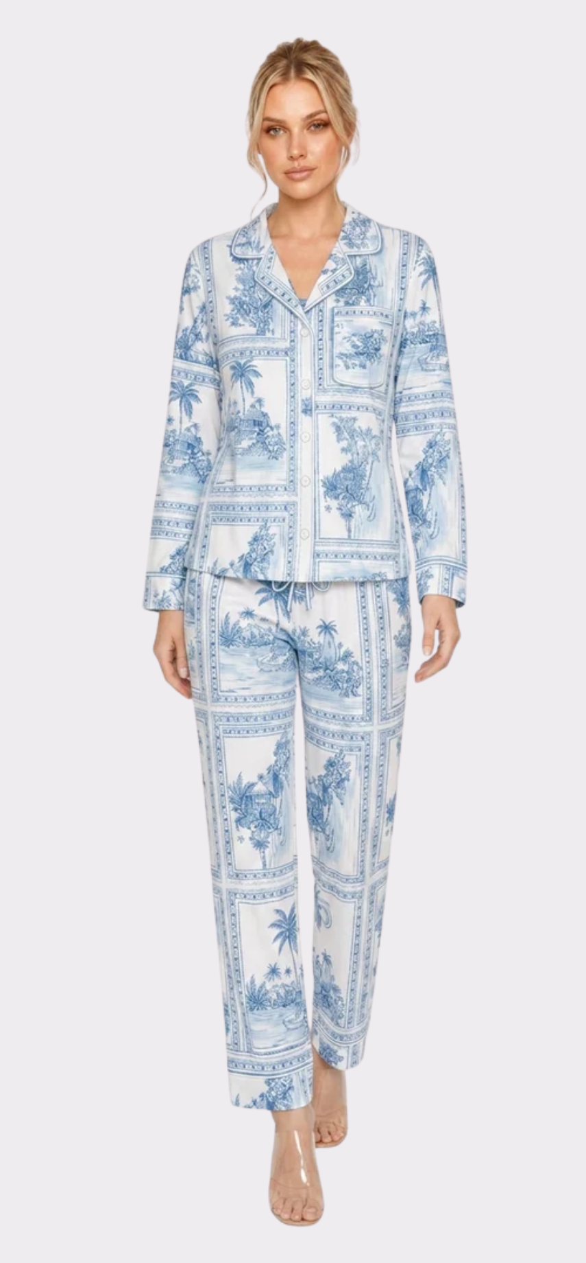 Bungalow Blue Long Pajama Set