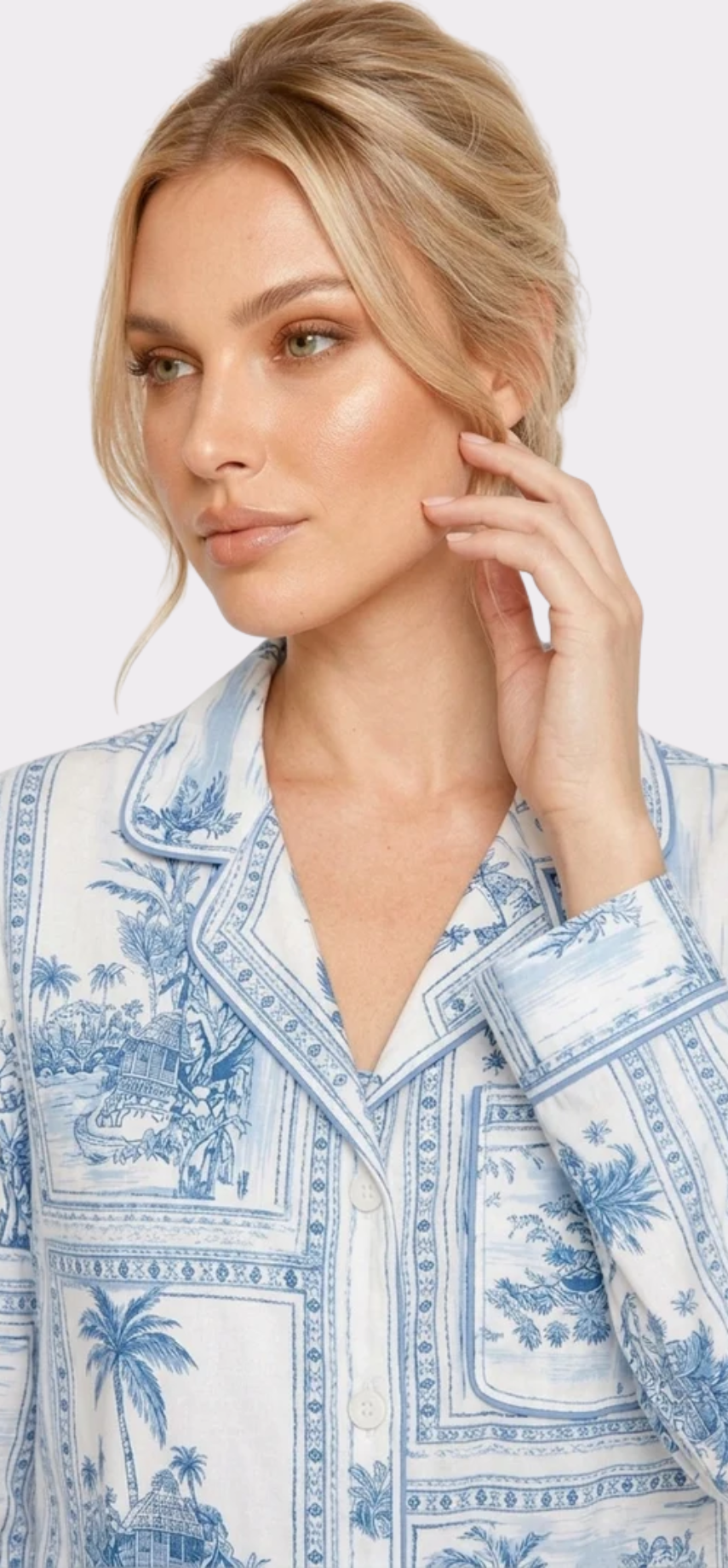 Bungalow Blue Long Pajama Set