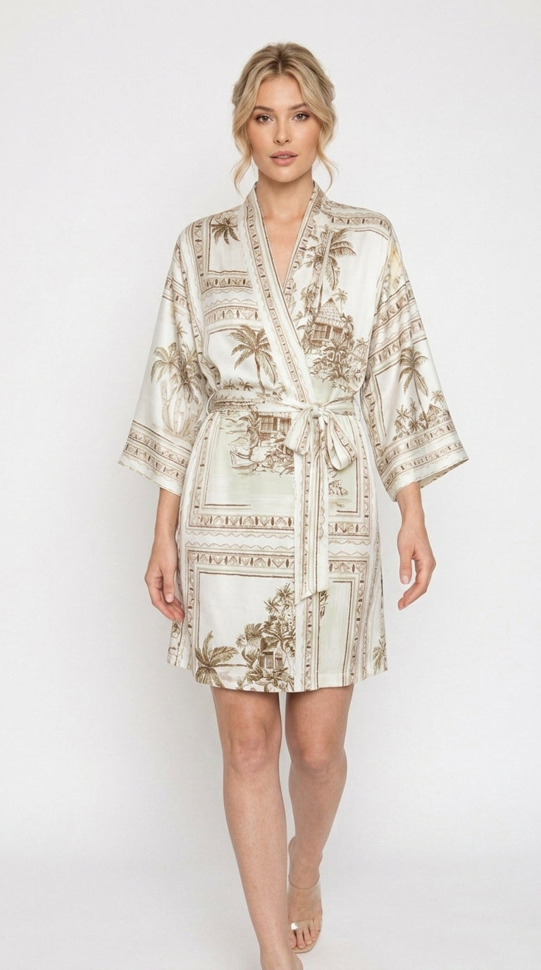 Bungalow Golden Poly-Silk Kimono Robe | Wrap Up by VP