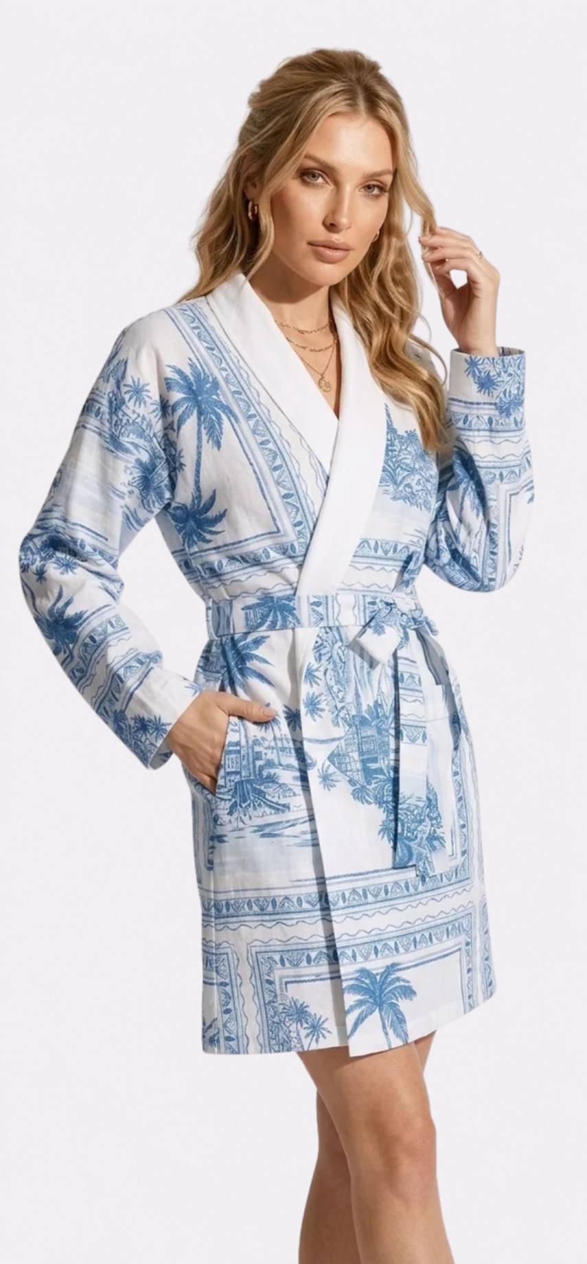 Bungalow Blue Short Robe