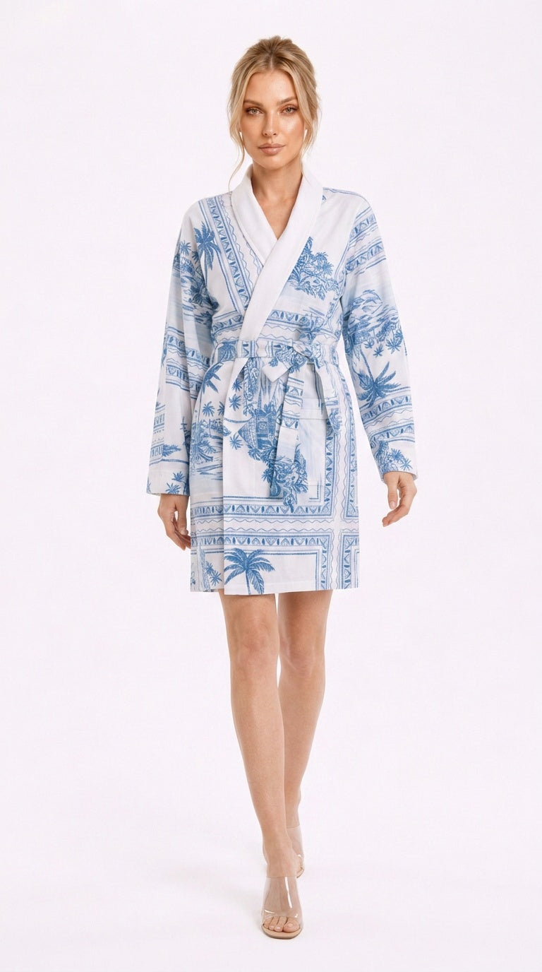 Bungalow Blue Short Robe