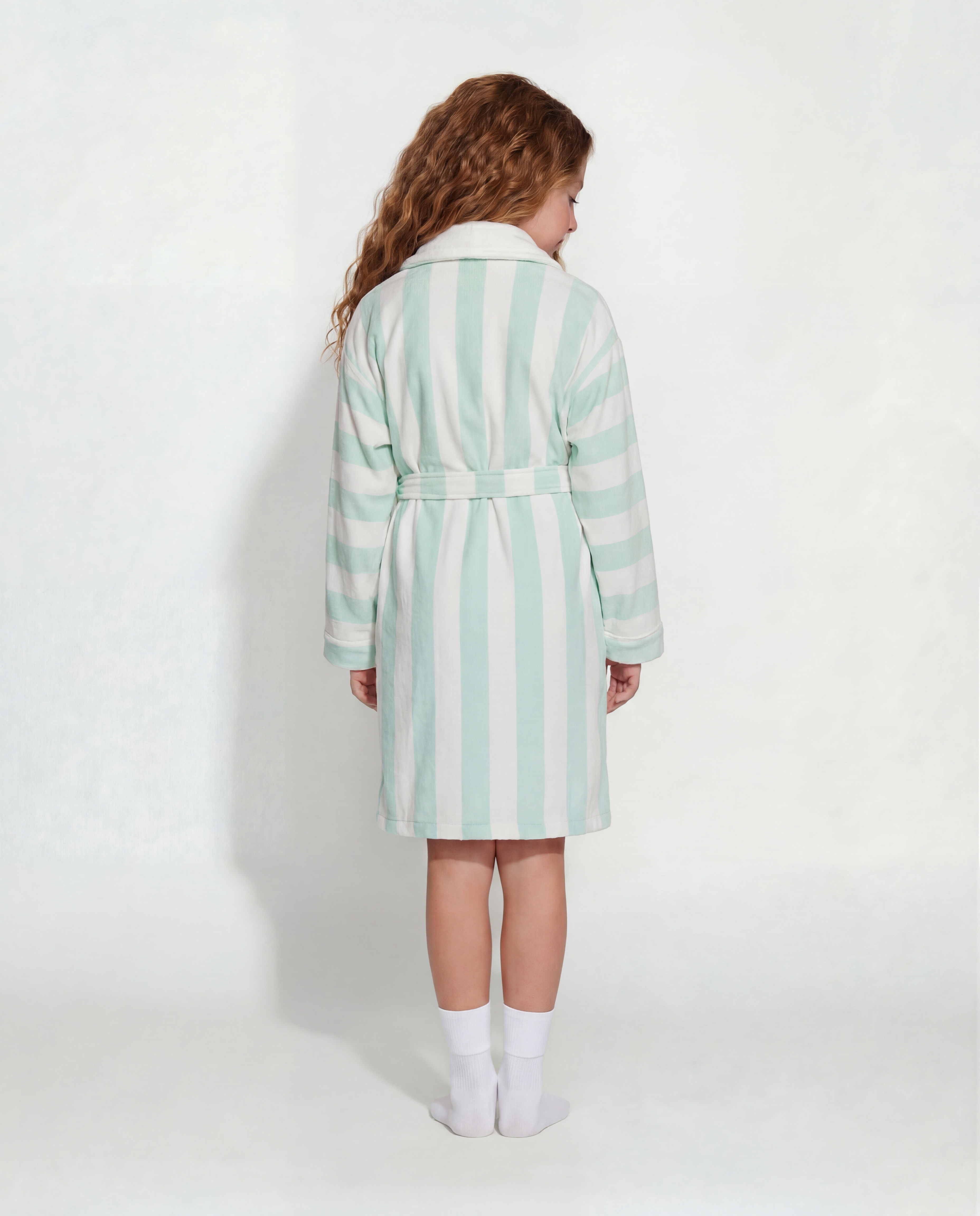 Cabana mint Kids Robe | Luxury Striped Kids Bathrobe