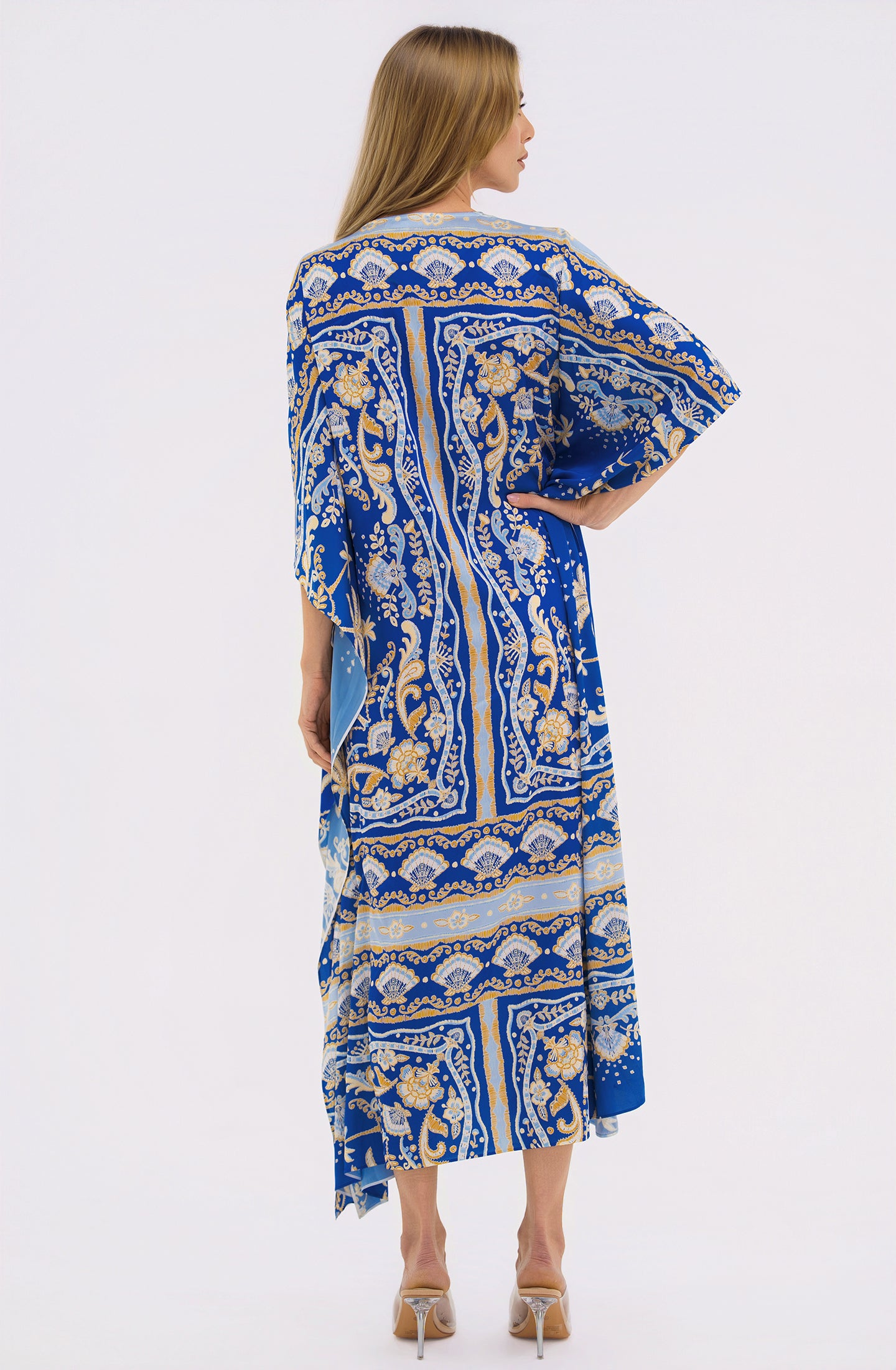 Notte Mariela Long Caftan | Luxury Blue Sleepwear