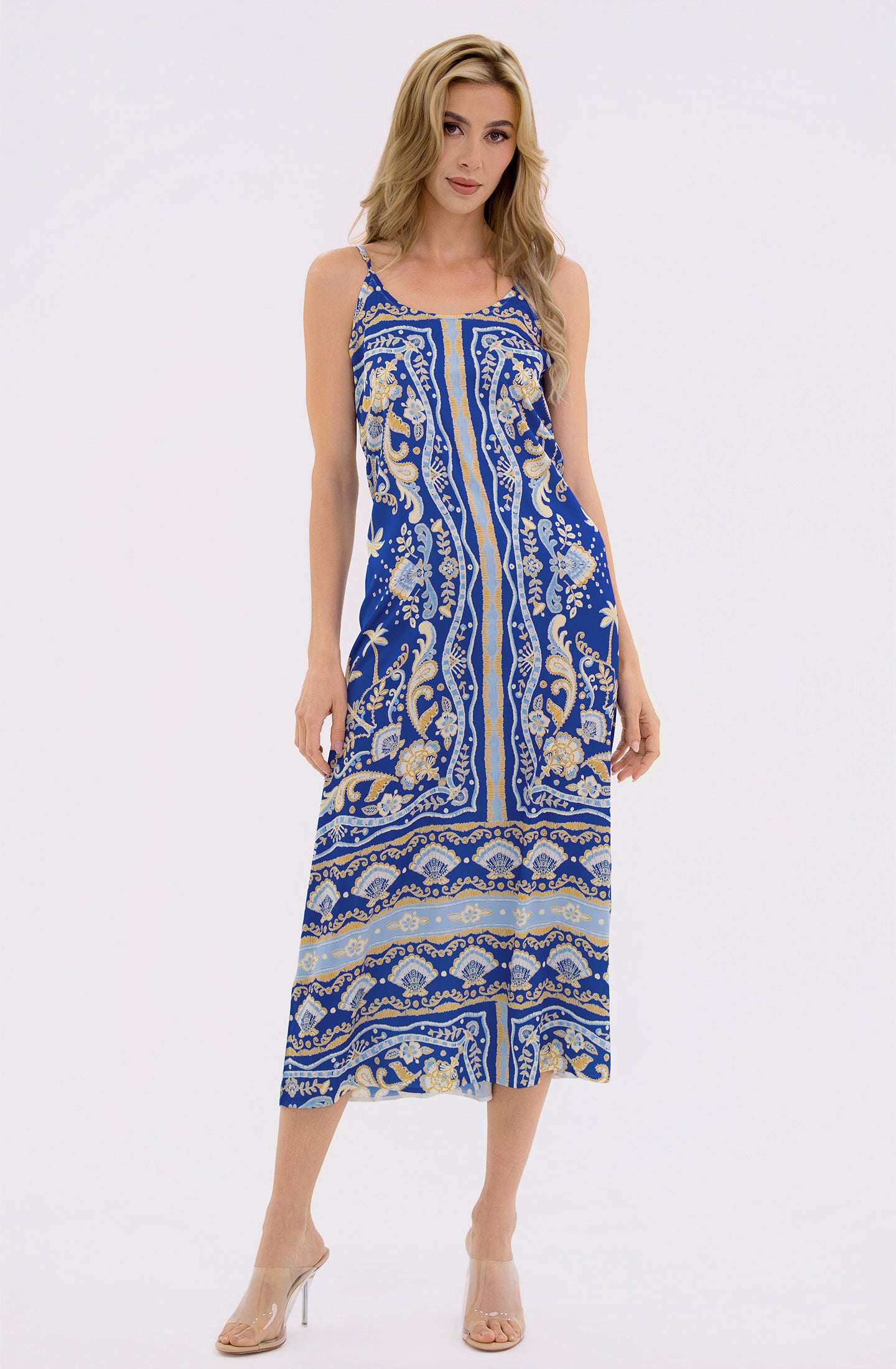 Notte Mariela Long Chemise | Luxury Blue Sleepwear
