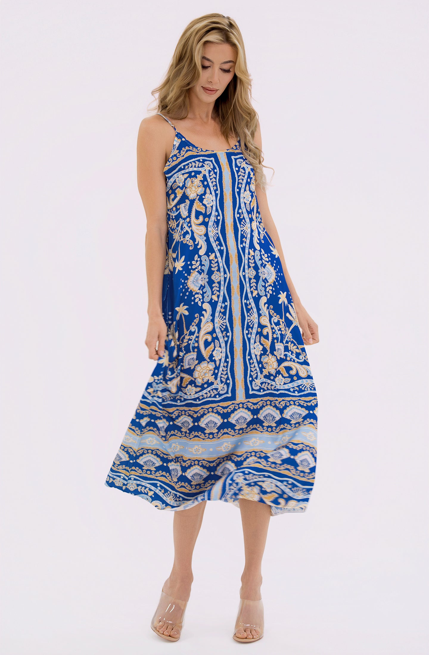 Notte Mariela Long Chemise | Luxury Blue Sleepwear