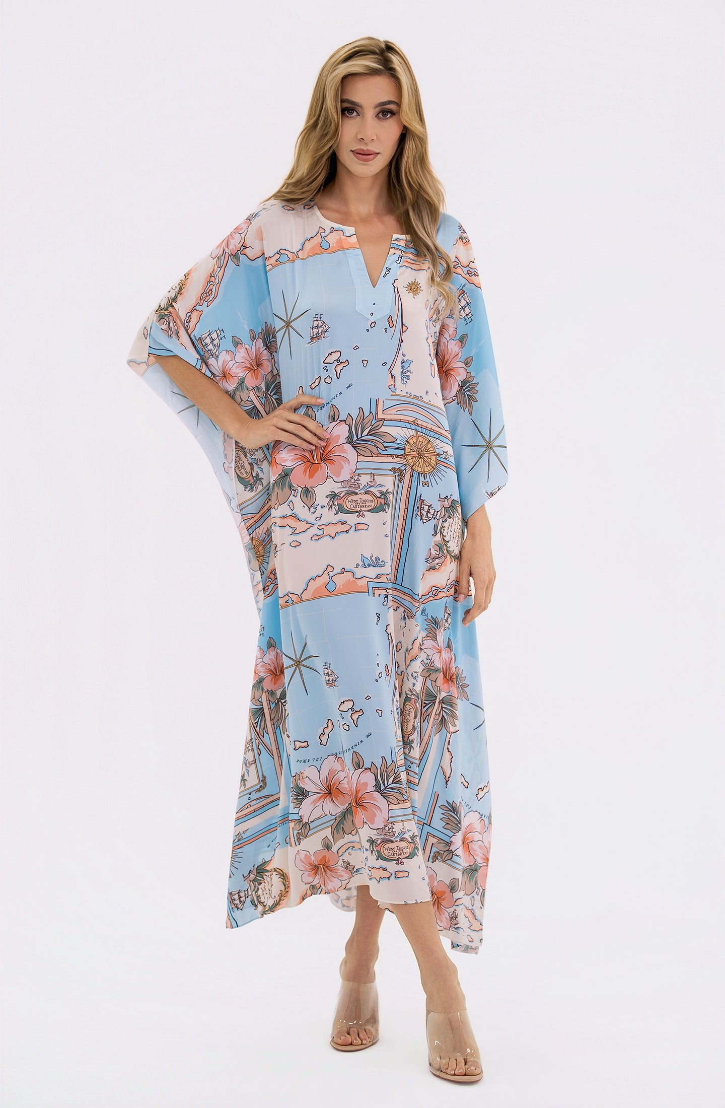 Les Îles Caraïbes Long Caftan | Luxury Tropical Resort Caftan