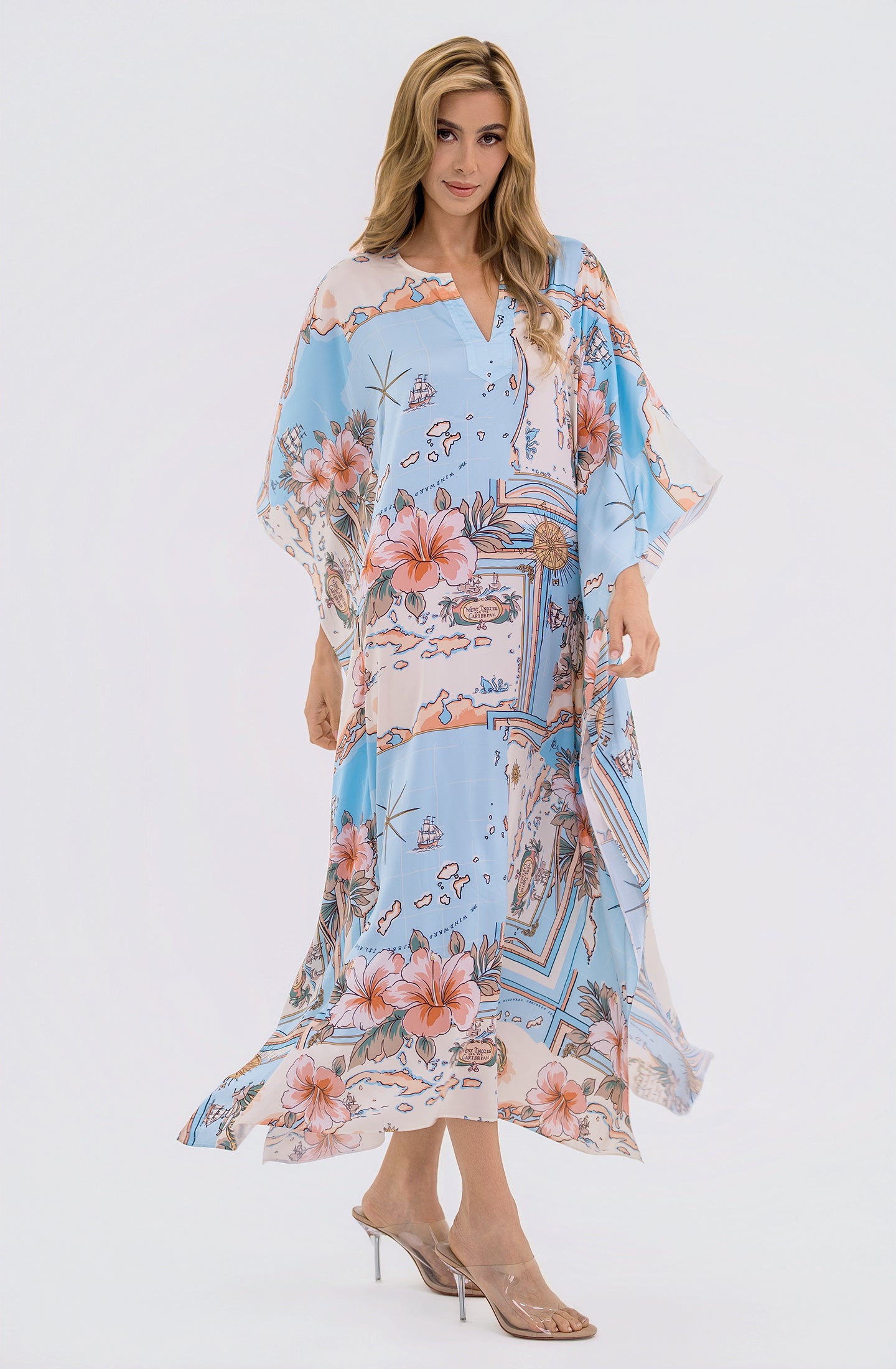 Les Îles Caraïbes Long Caftan | Luxury Tropical Resort Caftan