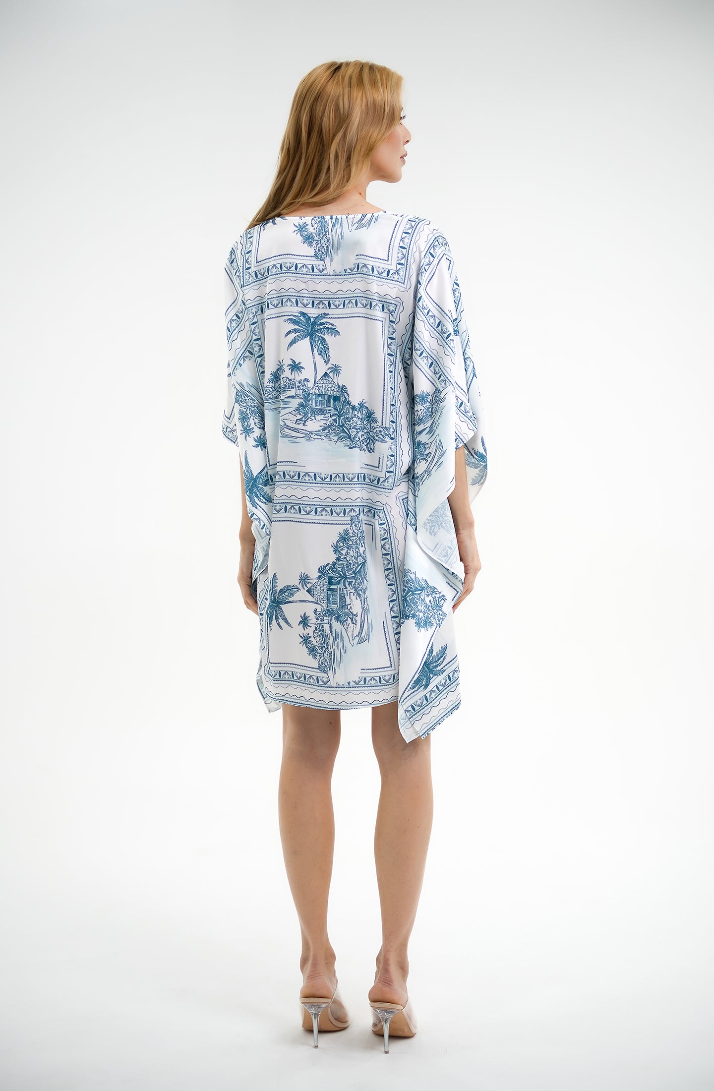 Bungalow Blue Short Caftan | Luxury Tropical Resort Caftan