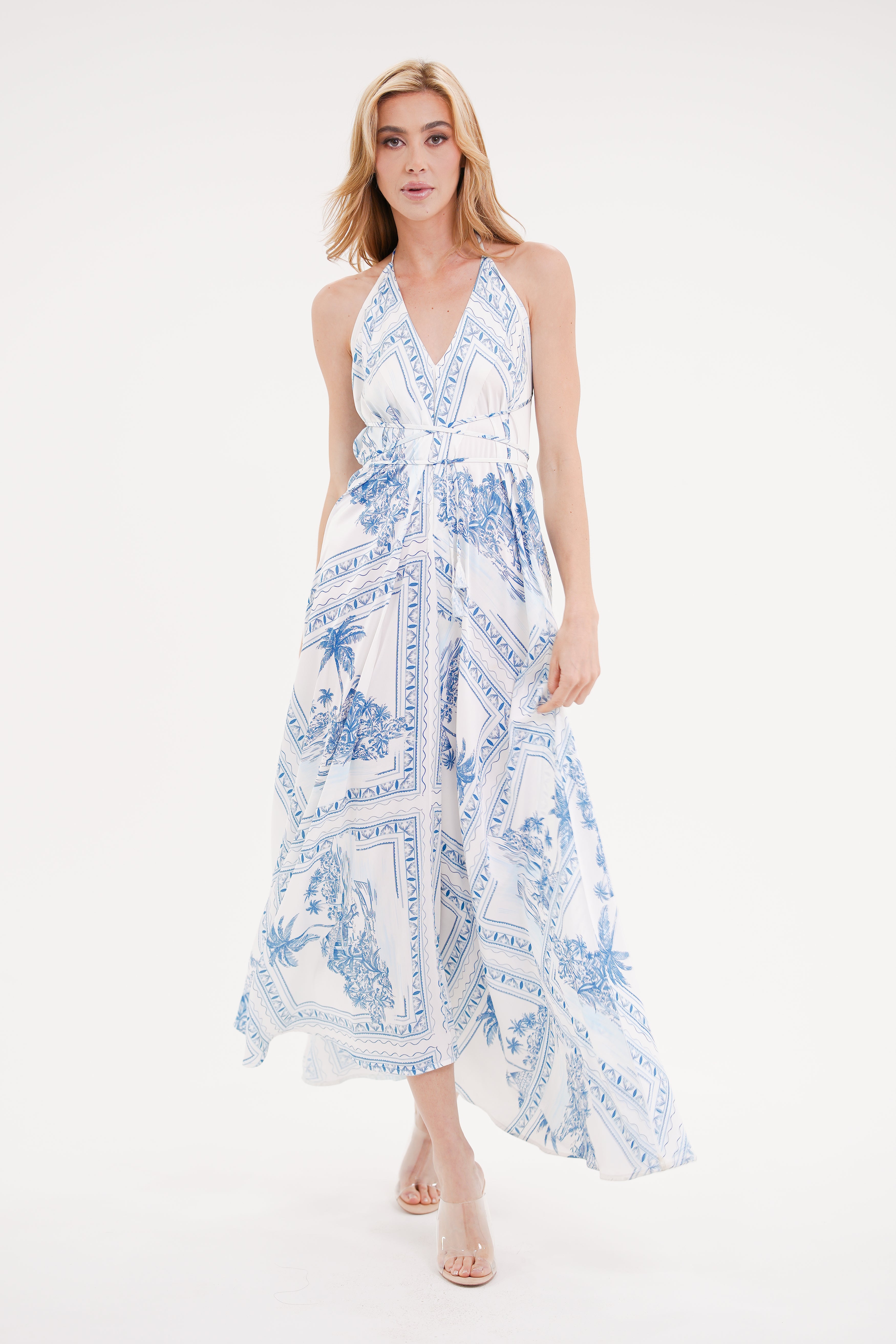 Bungalow Blue Infinity Dress | Luxury Multi-Way Toile Resort Dress