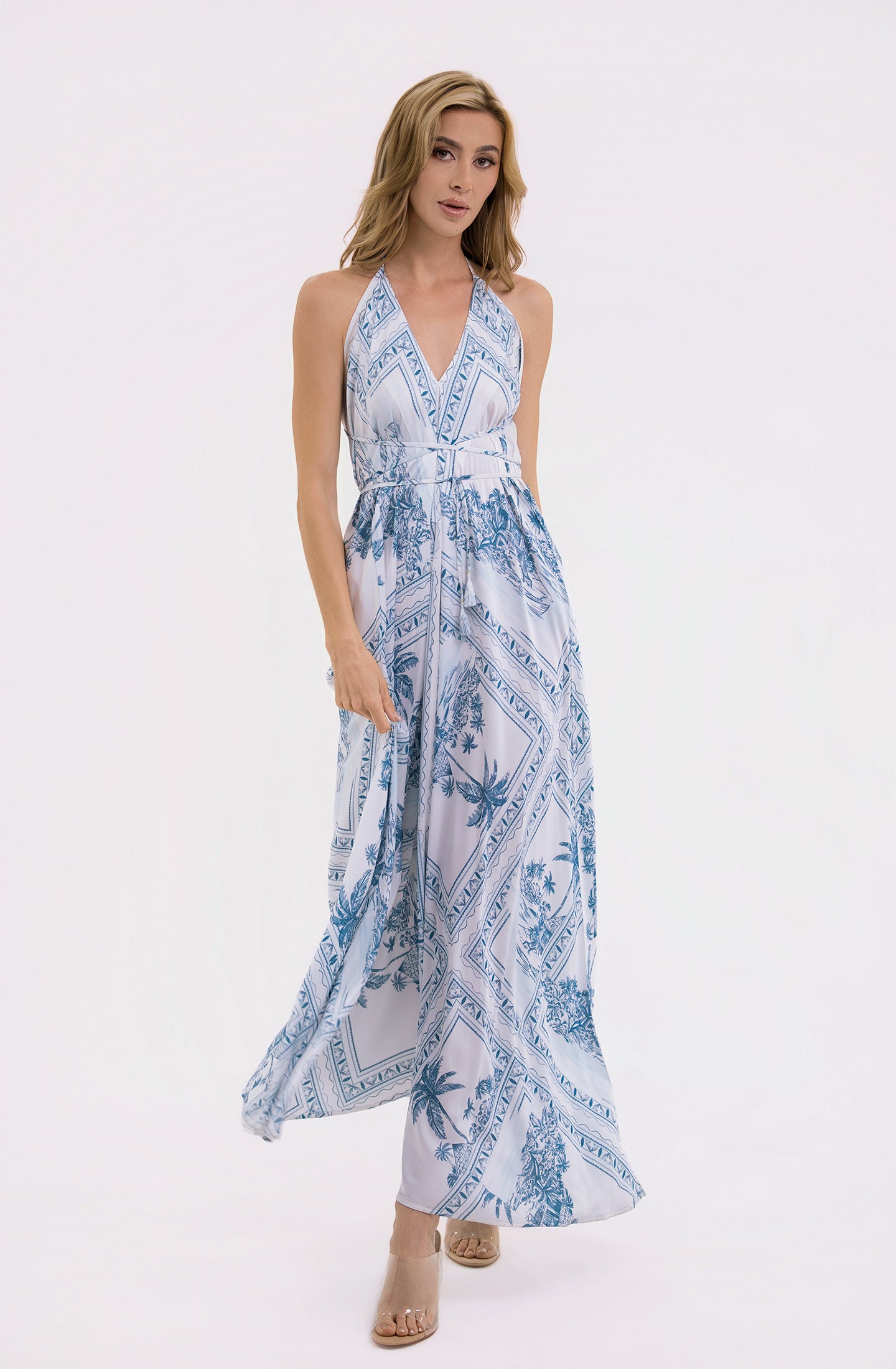 Bungalow Blue Infinity Dress | Luxury Multi-Way Toile Resort Dress