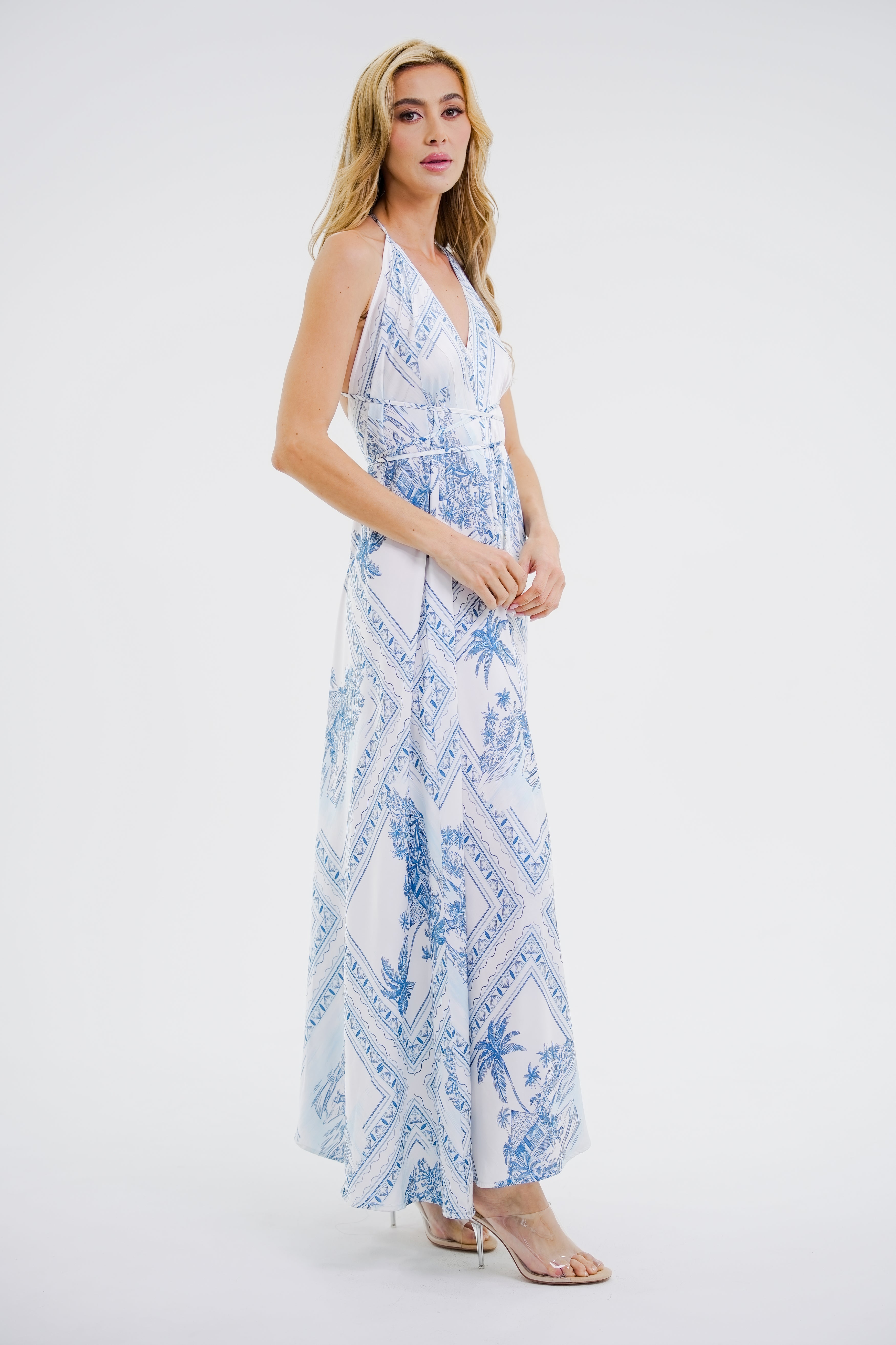 Bungalow Blue Infinity Dress | Luxury Multi-Way Toile Resort Dress