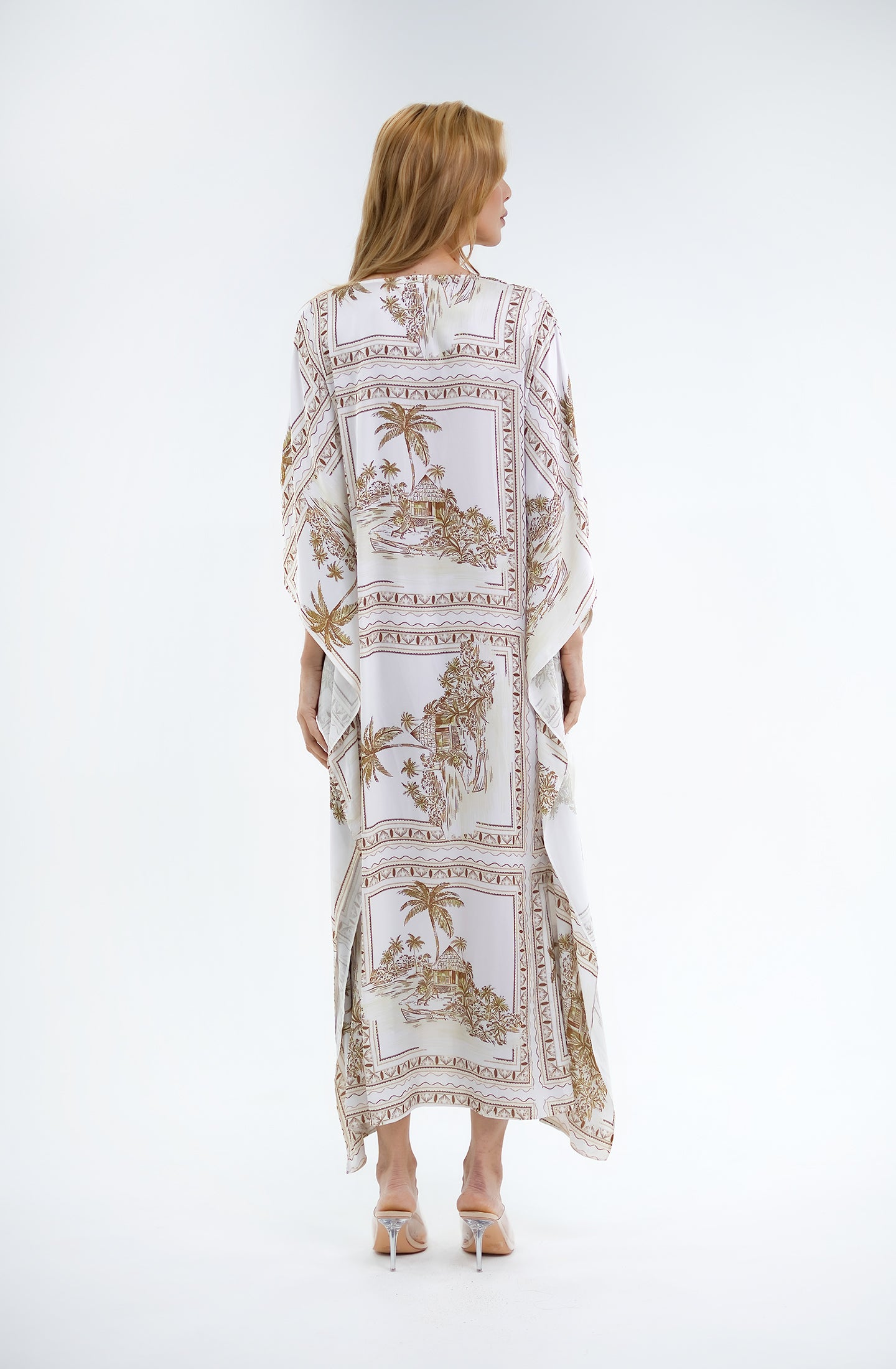 Bungalow Gold Long Caftan | Luxury Tropical Resort Caftan