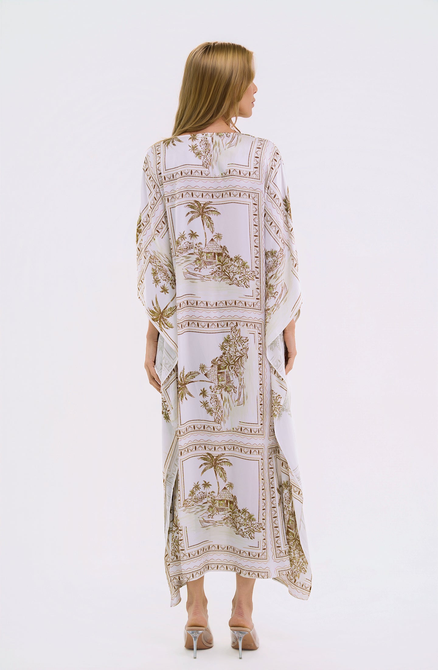 Bungalow Golden Brown Long Caftan | Luxury Tropical Resort Caftan