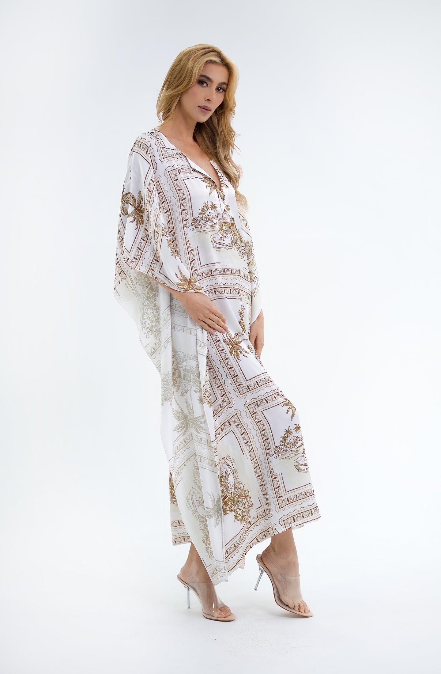 Bungalow Gold Long Caftan | Luxury Tropical Resort Caftan