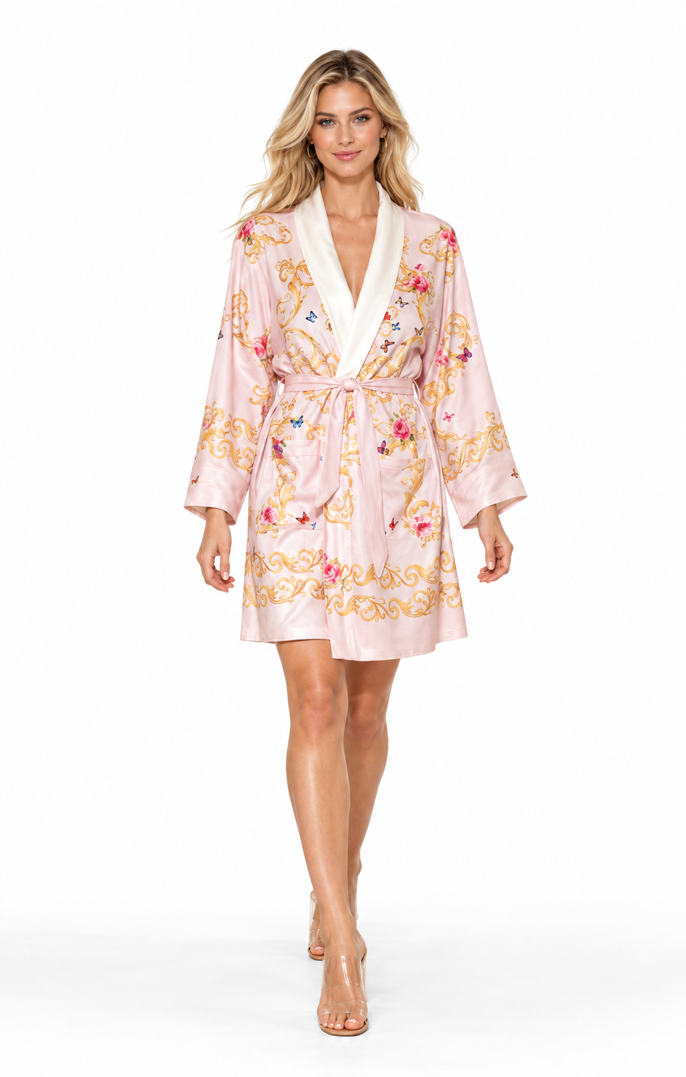Pink Butterflies Short Robe
