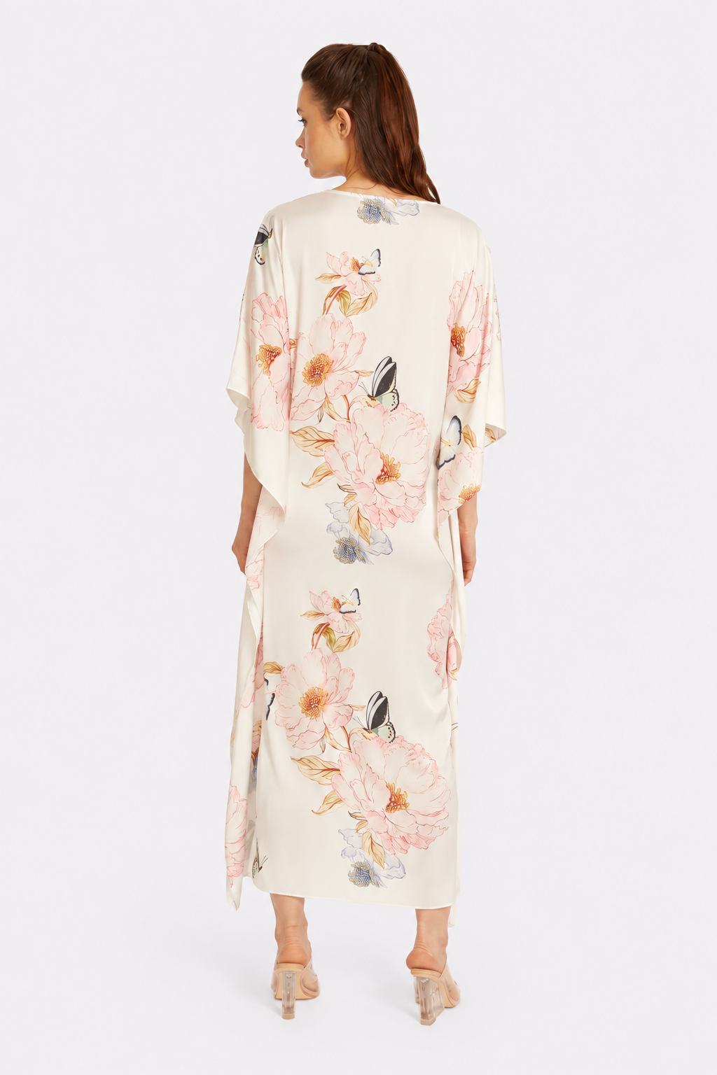 Florenza Long Caftan – Floral & Butterfly