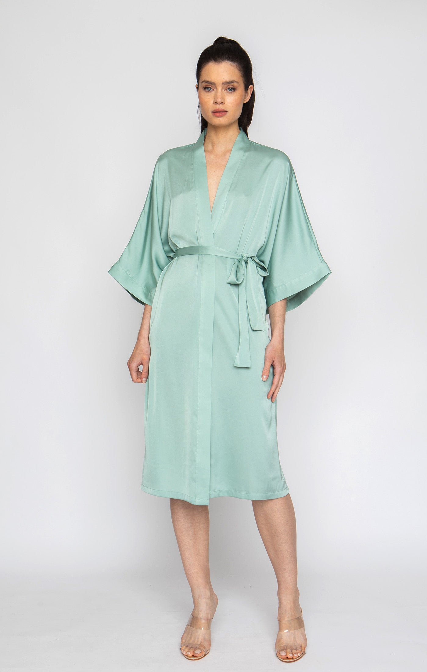 Green Tea Silky Kimono Lightweight, Luxe & Relaxed | WrapUpByVP M/L Green Tea Silky Kimono Lightweight, Luxe & Relaxed | WrapUpByVP M/L