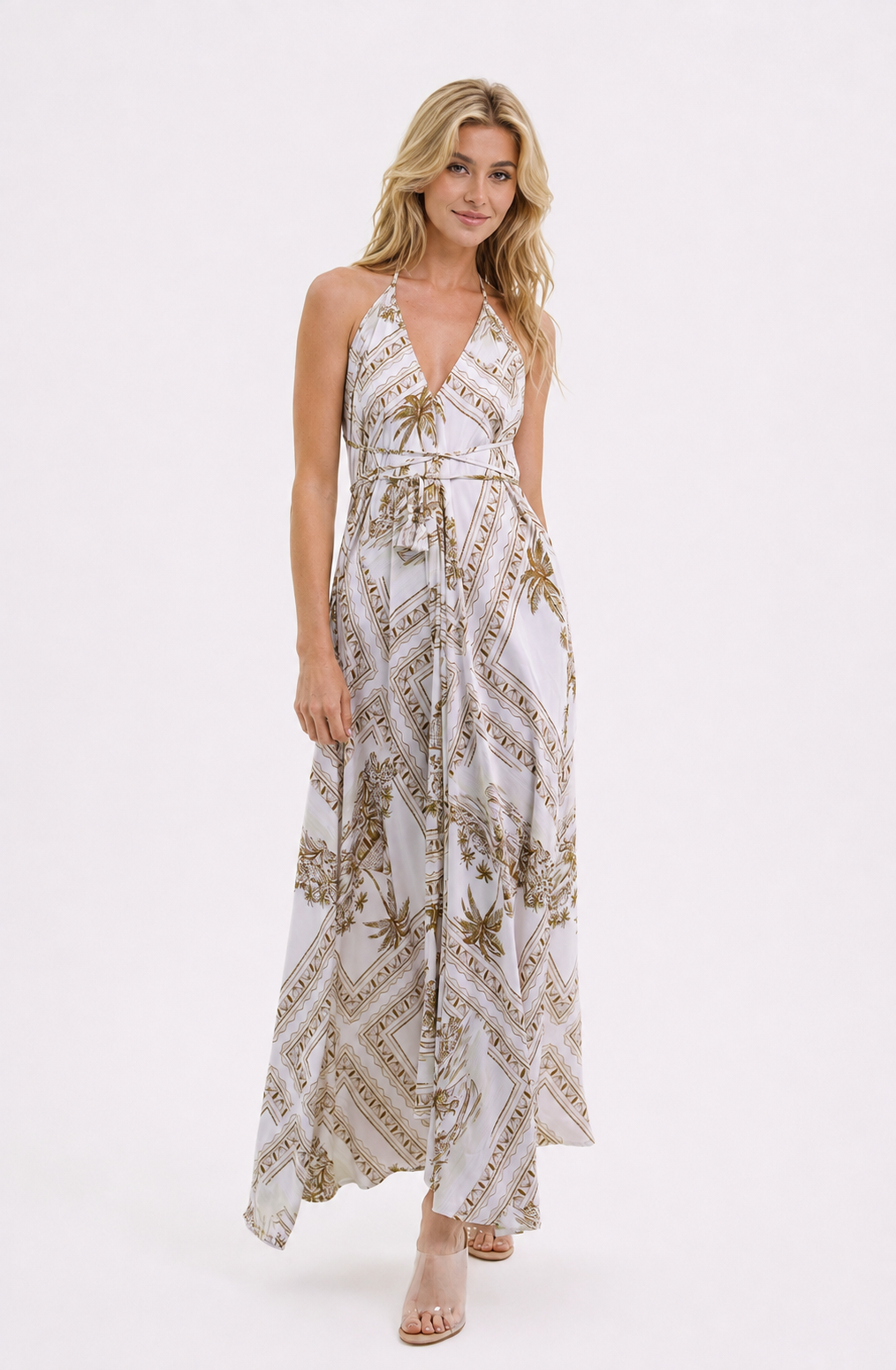 Bungalow Golden Brown Infinity Dress | Luxury Multi-Way Toile Resort Dress