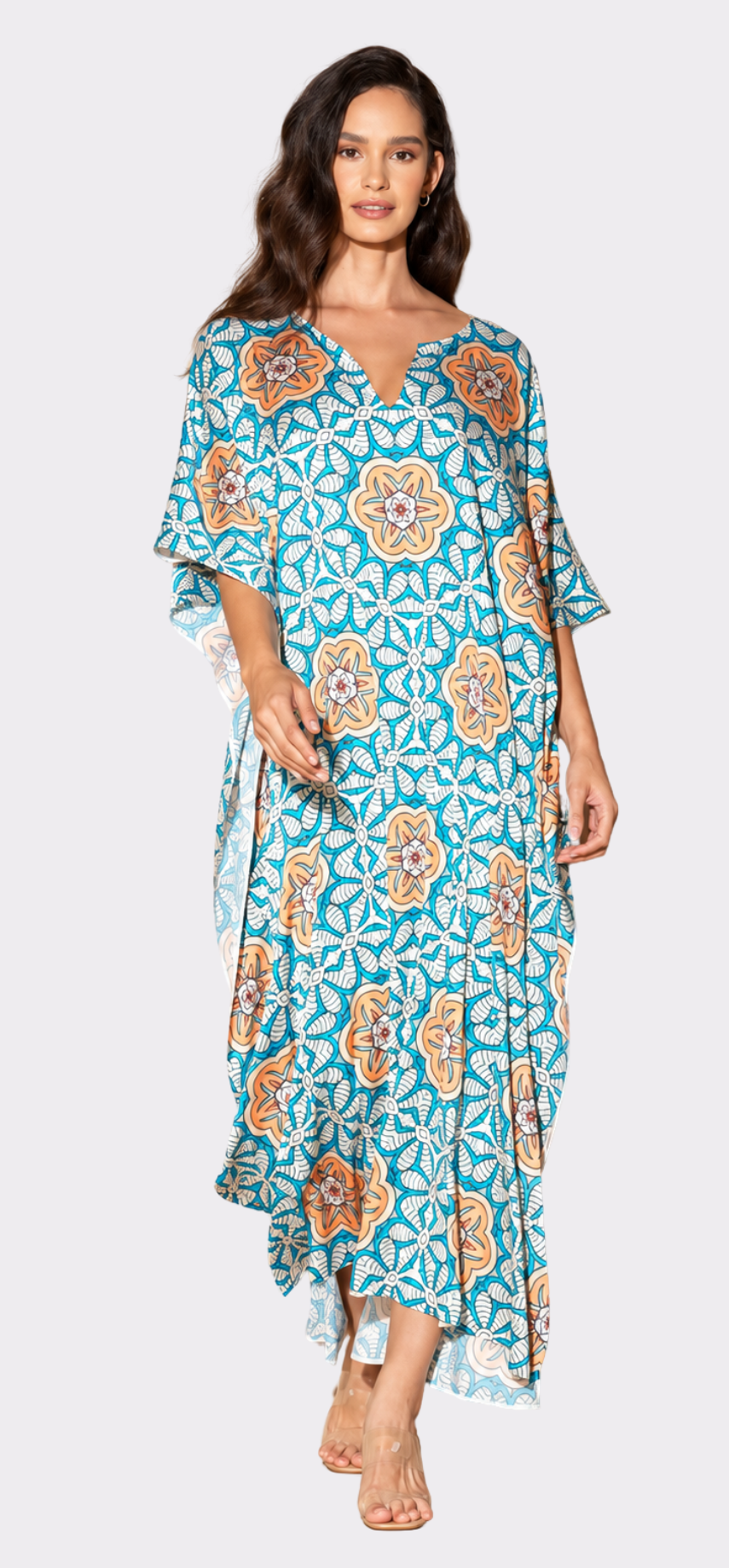 Jardin Botanique Orange Long Caftan