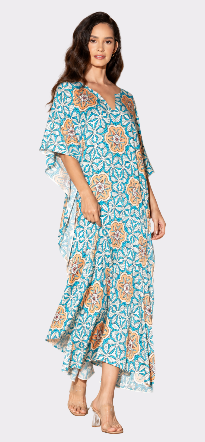 Jardin Botanique Orange Long Caftan